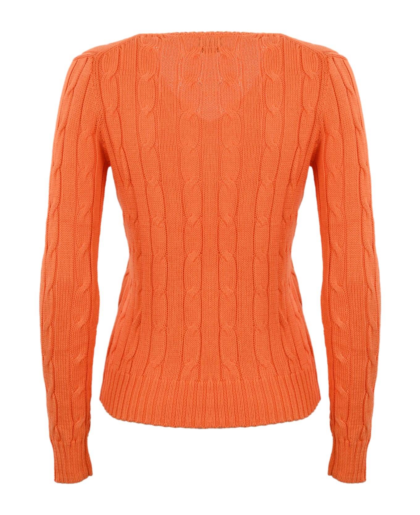 Polo Ralph Lauren Cable Knit Sweater With V-neck - SUNORANGE