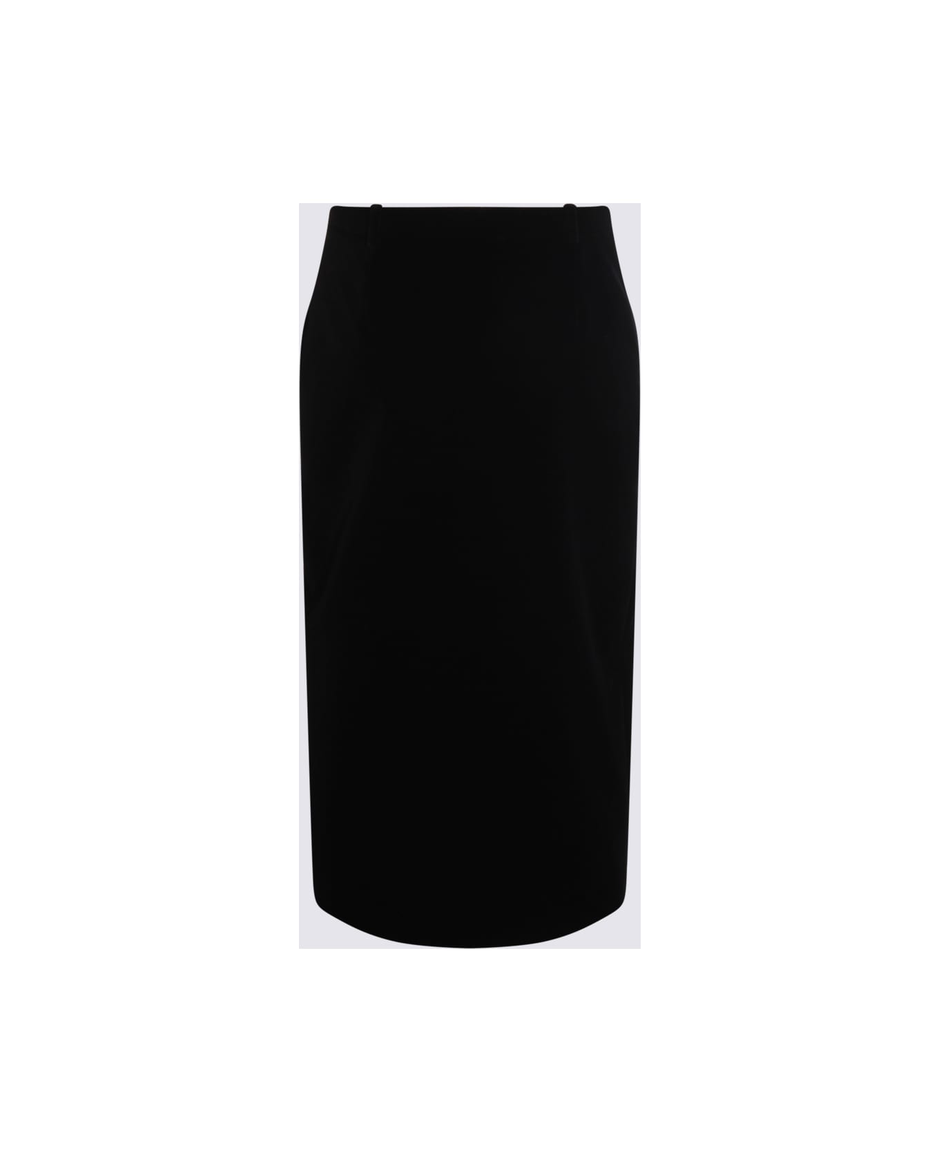 Saint Laurent Black Cotton Midi Skirt - Black