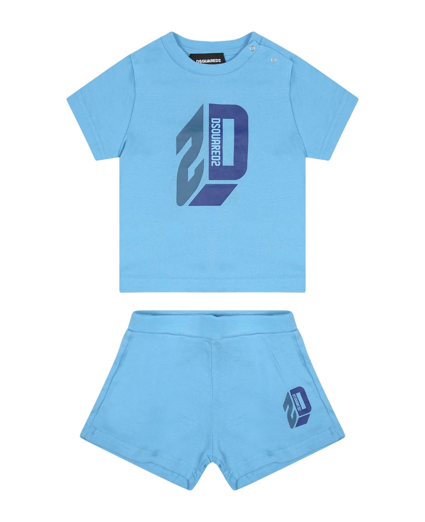 Dsquared2 Light Blue Suit For Baby Boy With Logo - Light Blue ボトムス