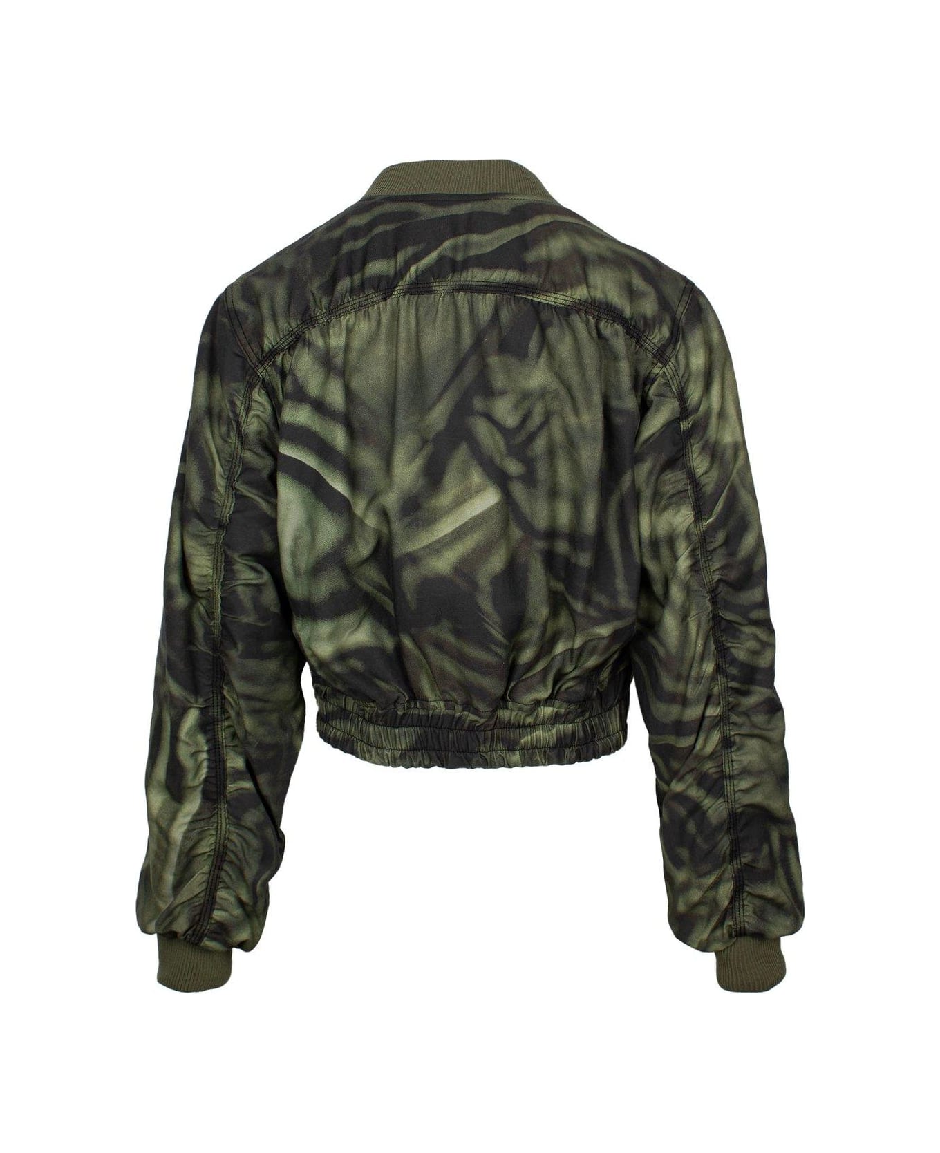 Diesel G-khlow Abstract-printed Cropped Bomber Jacket - Military