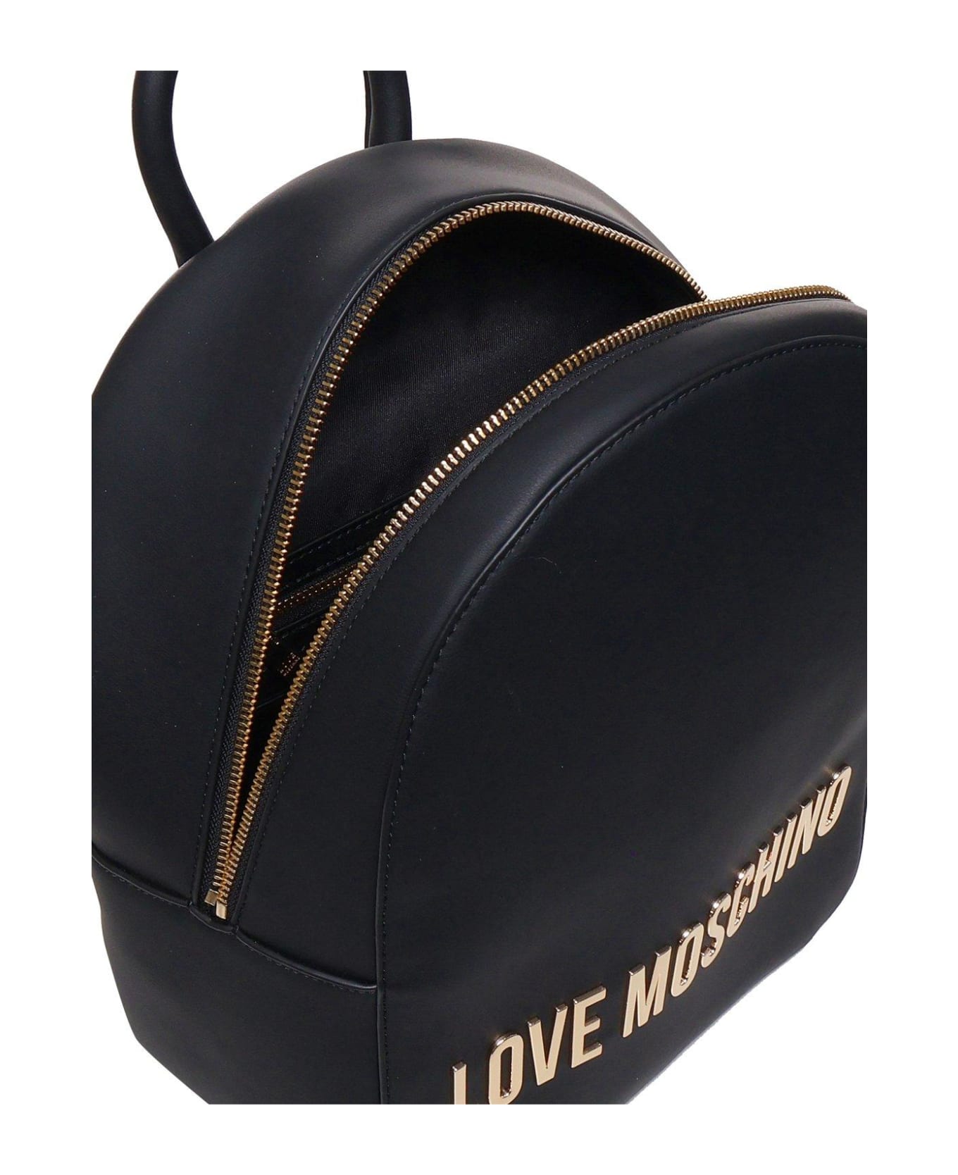 Love Moschino Logo Lettering Zipped Backpack - Black