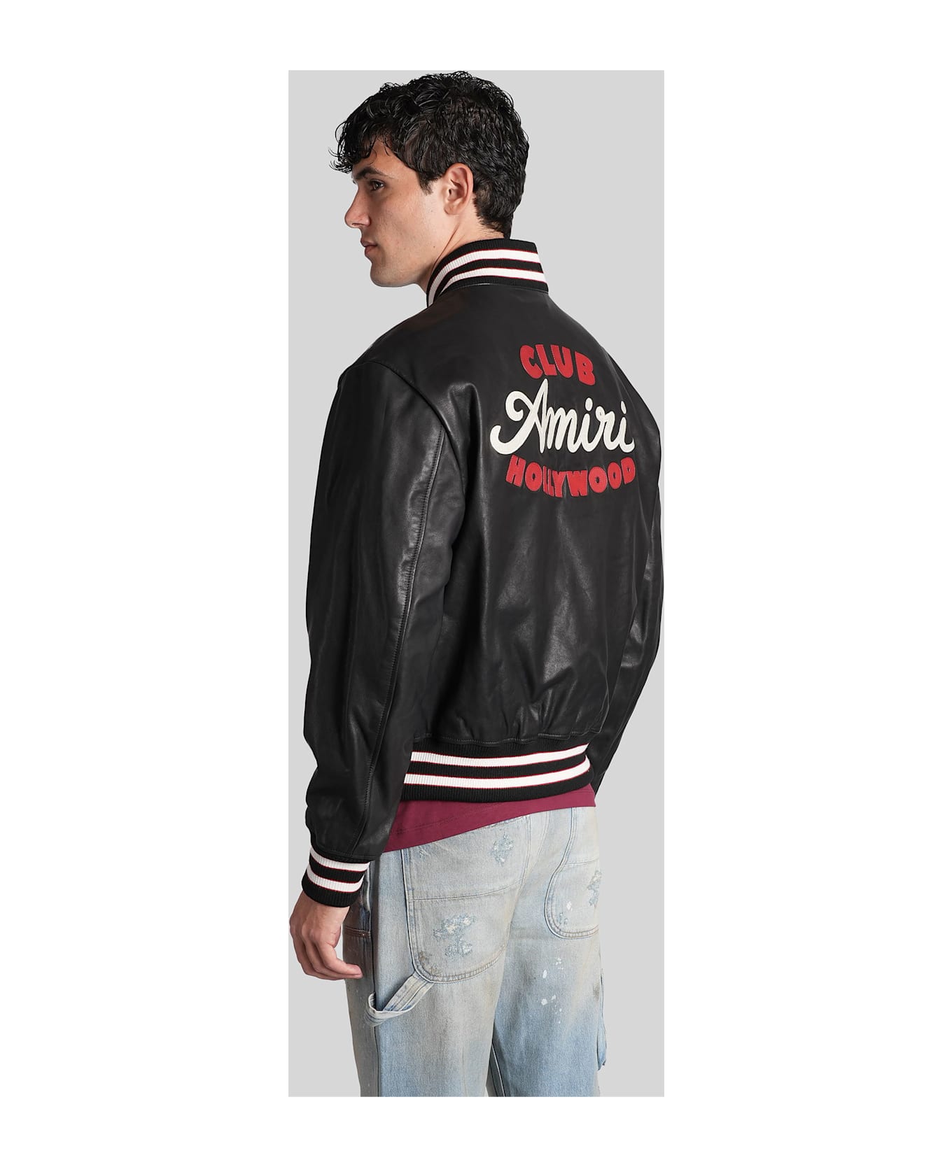 AMIRI Bomber Jacket In Black Leather - black