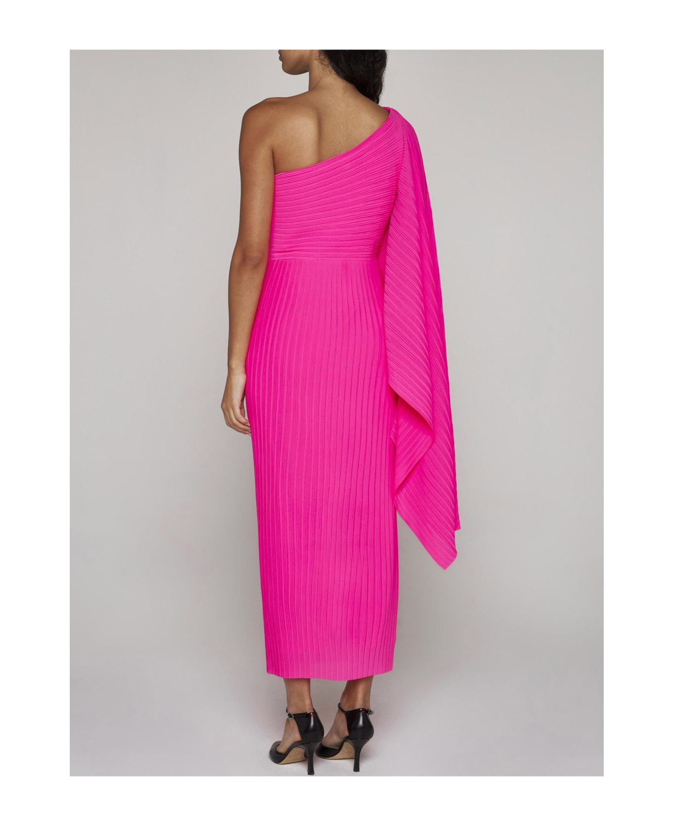 Solace London Lenna Pleated Crepe Midi Dress - Hot pink