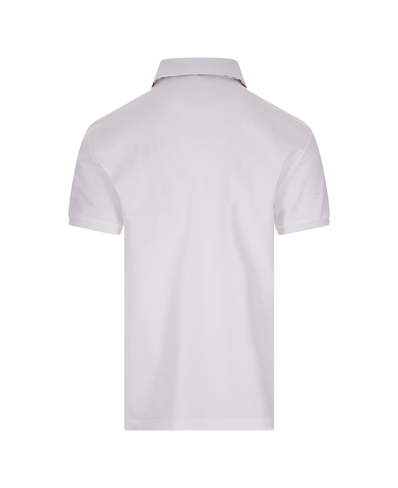 Etro White Polo Shirt With Logo And Paisley Undercollar - C