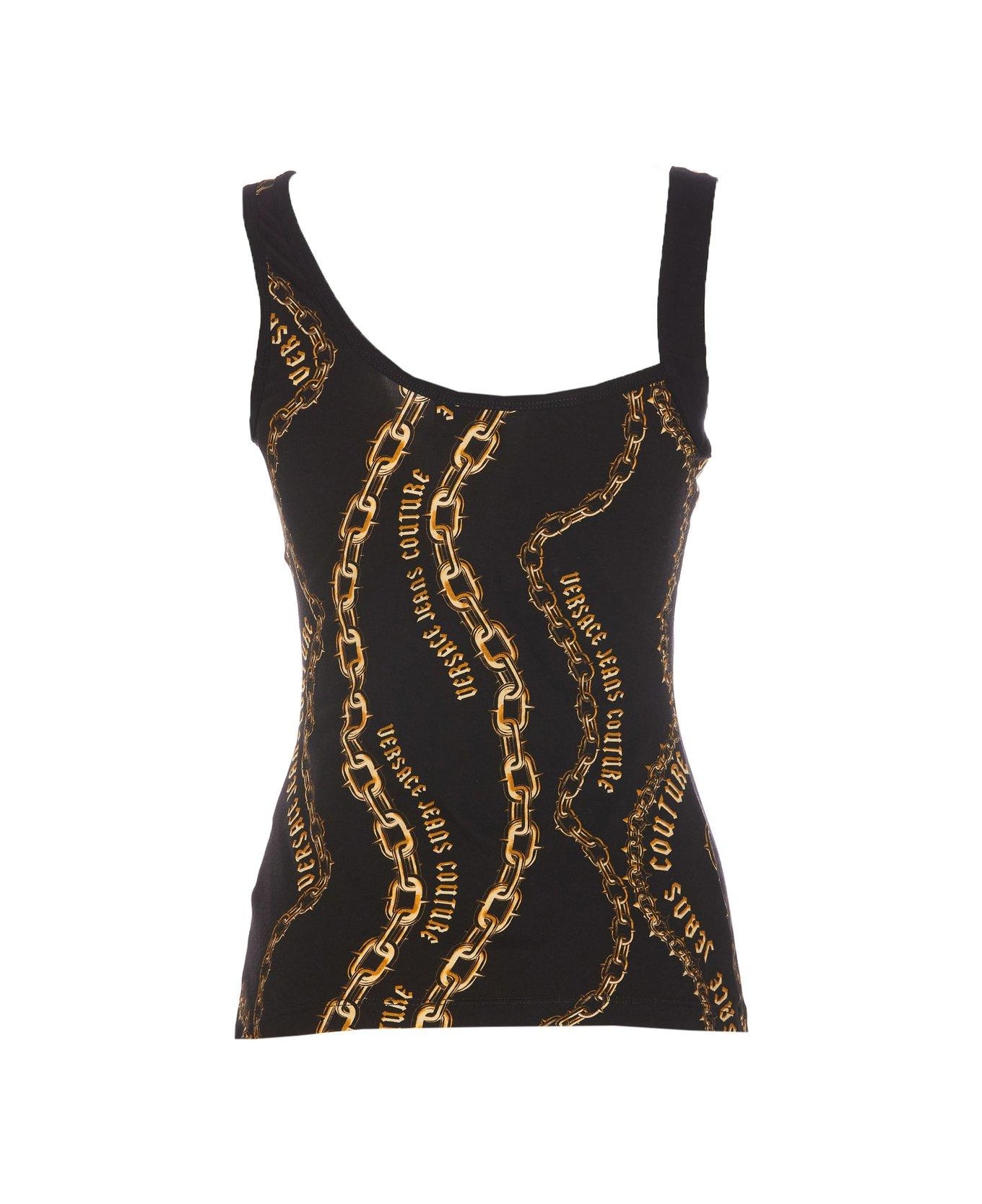 Versace Jeans Couture Chain-printed Sleeveless Top - Black