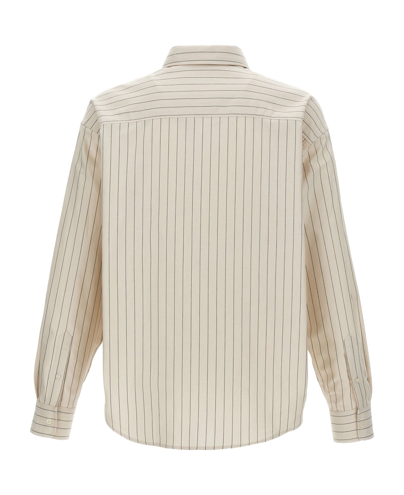 Ami Alexandre Mattiussi Logo Embroidery Striped Shirt - White/Black