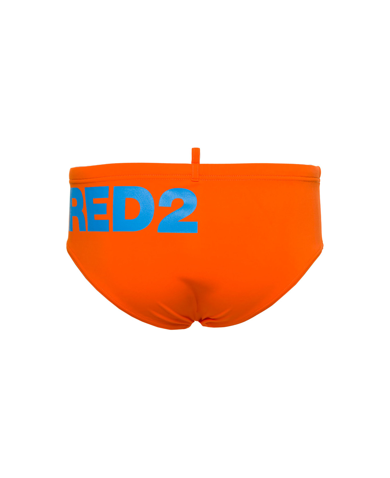 Dsquared2 Orange Swim Briefs With Printed Logo In Polyamide Man - Orange
