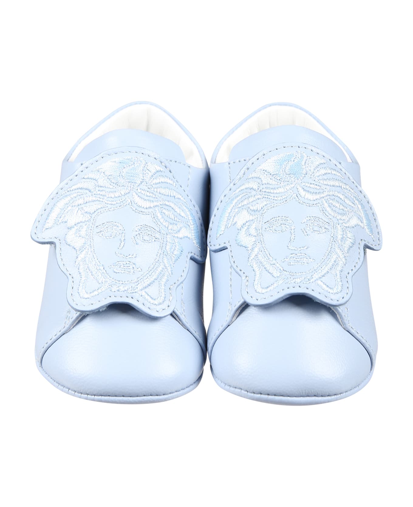 Versace Light Blue Sneakers For Babies With Medusa - Light Blue