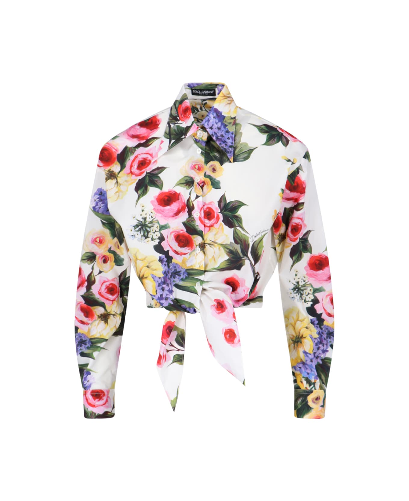 Dolce & Gabbana 'giardino' Print Crop Shirt - Multicolor