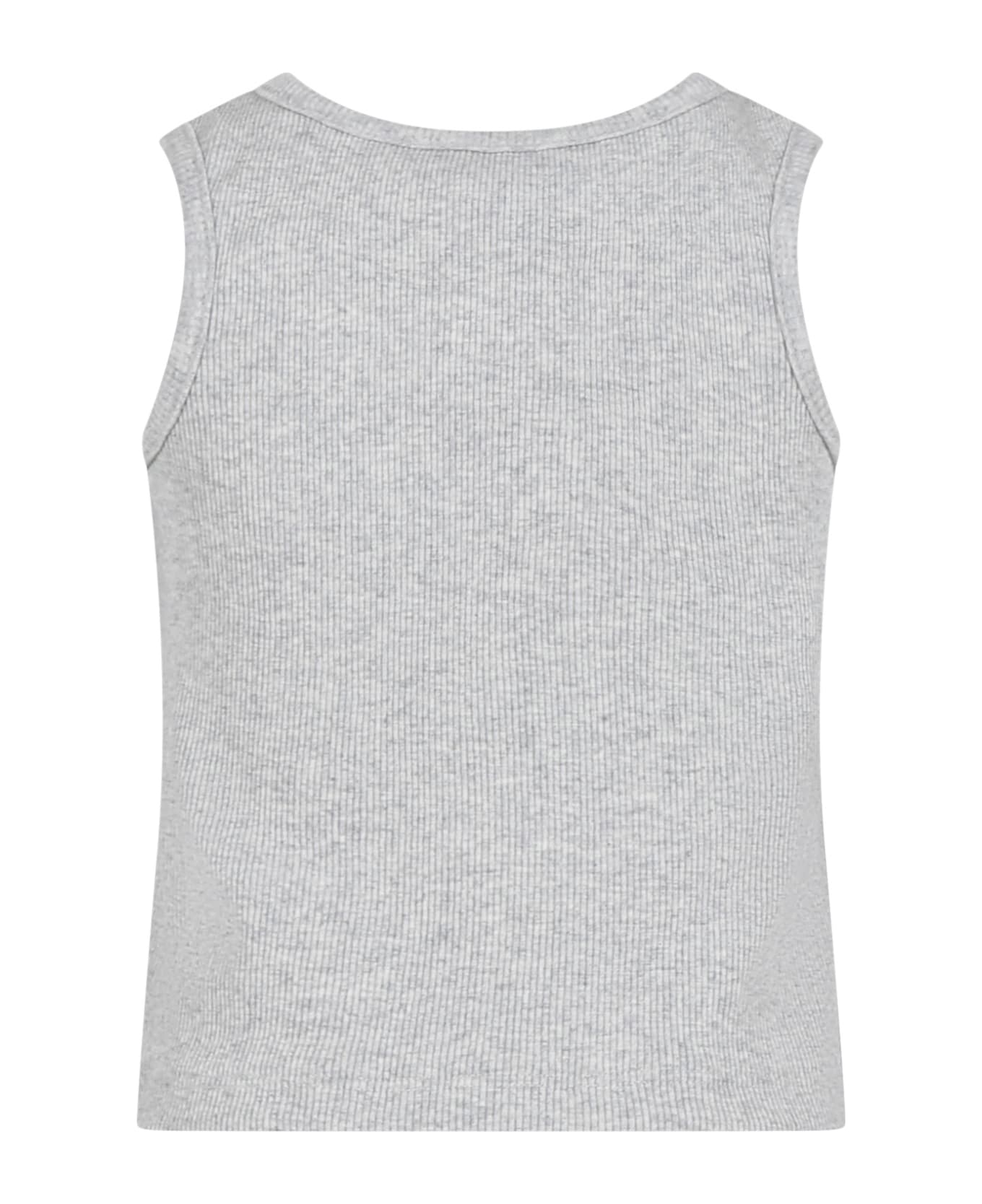 MSGM Gray Tank Top For Girl With Logo - Grey