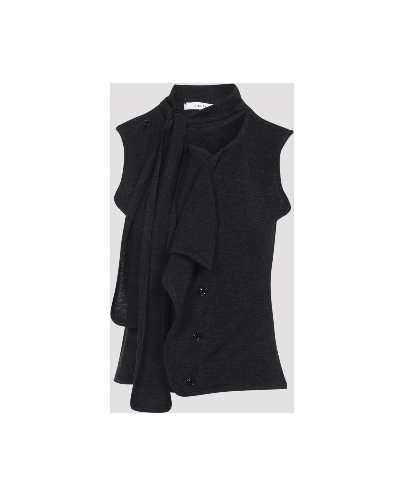 Lemaire Asymmetrical Sleeveless Cardigan - Anthracite