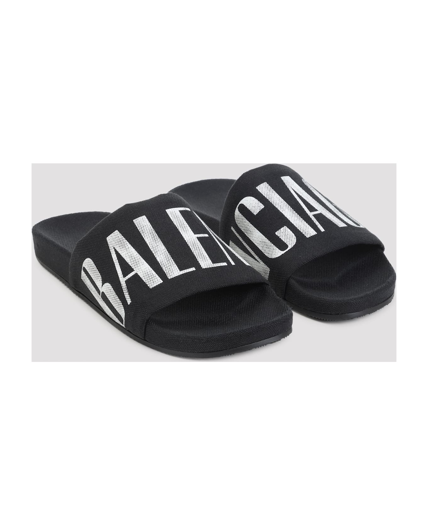 Balenciaga Furry Sandals - Black White