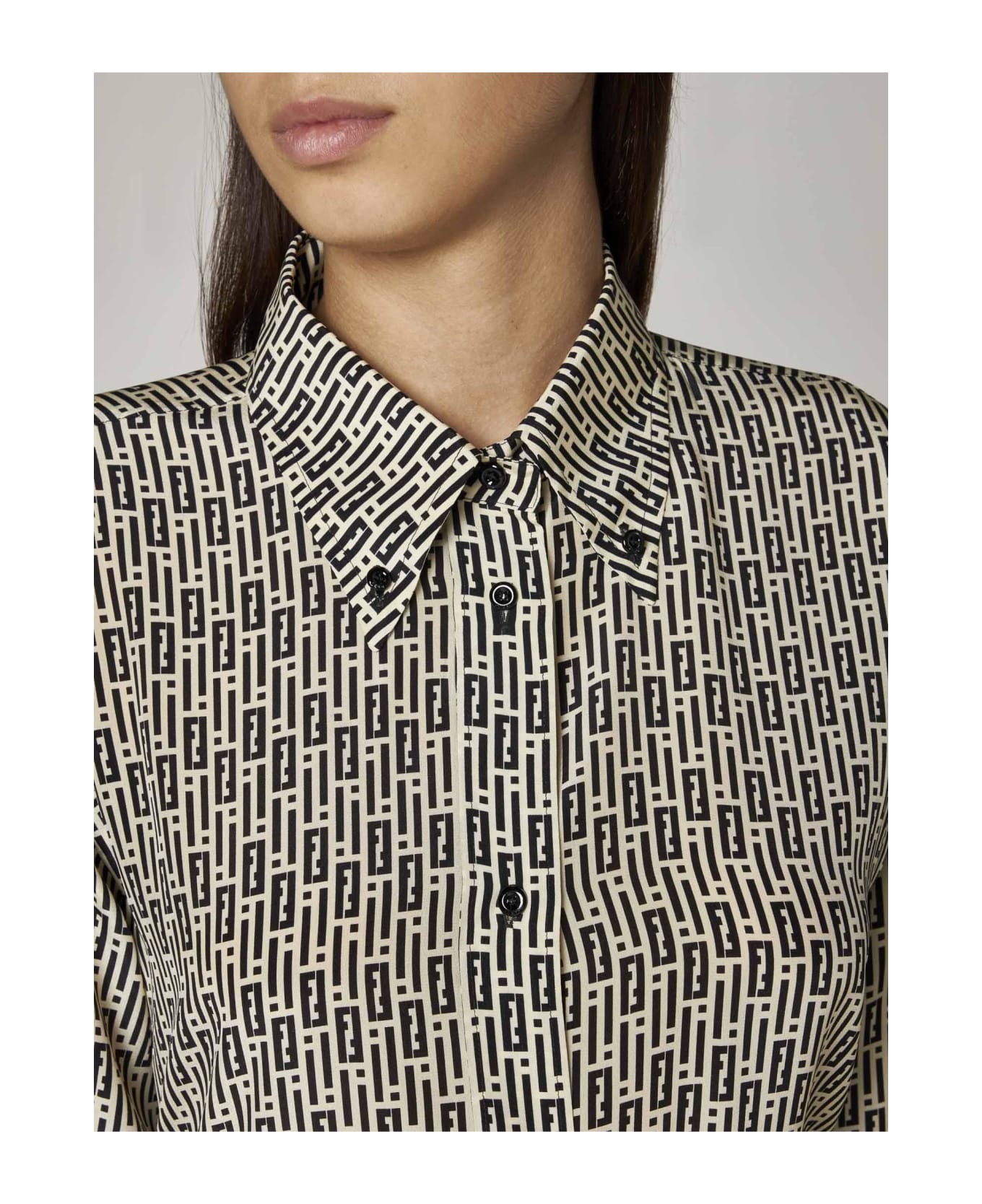 Fendi Printed Silk Shirt - BLACK シャツ