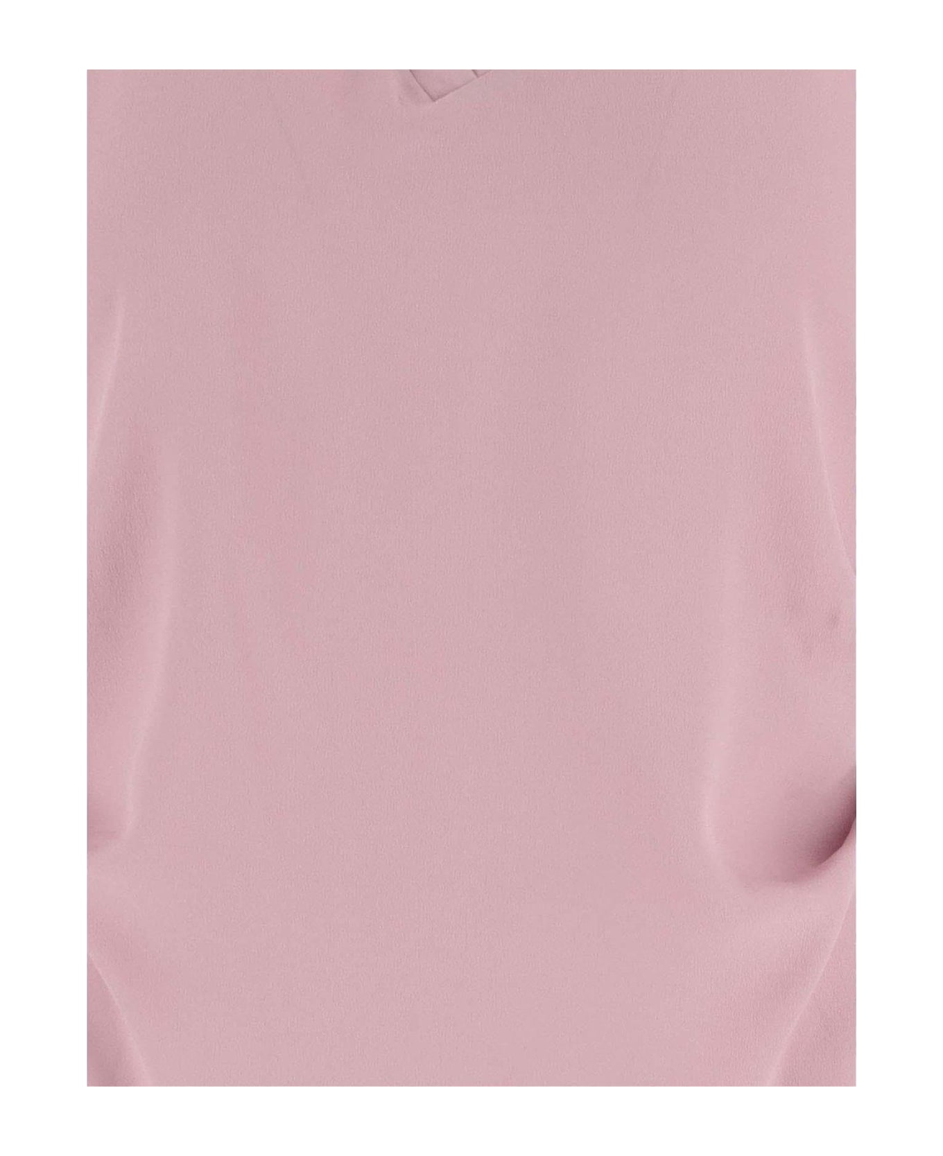Pinko V-neck Curved Hem T-shirt - Pink