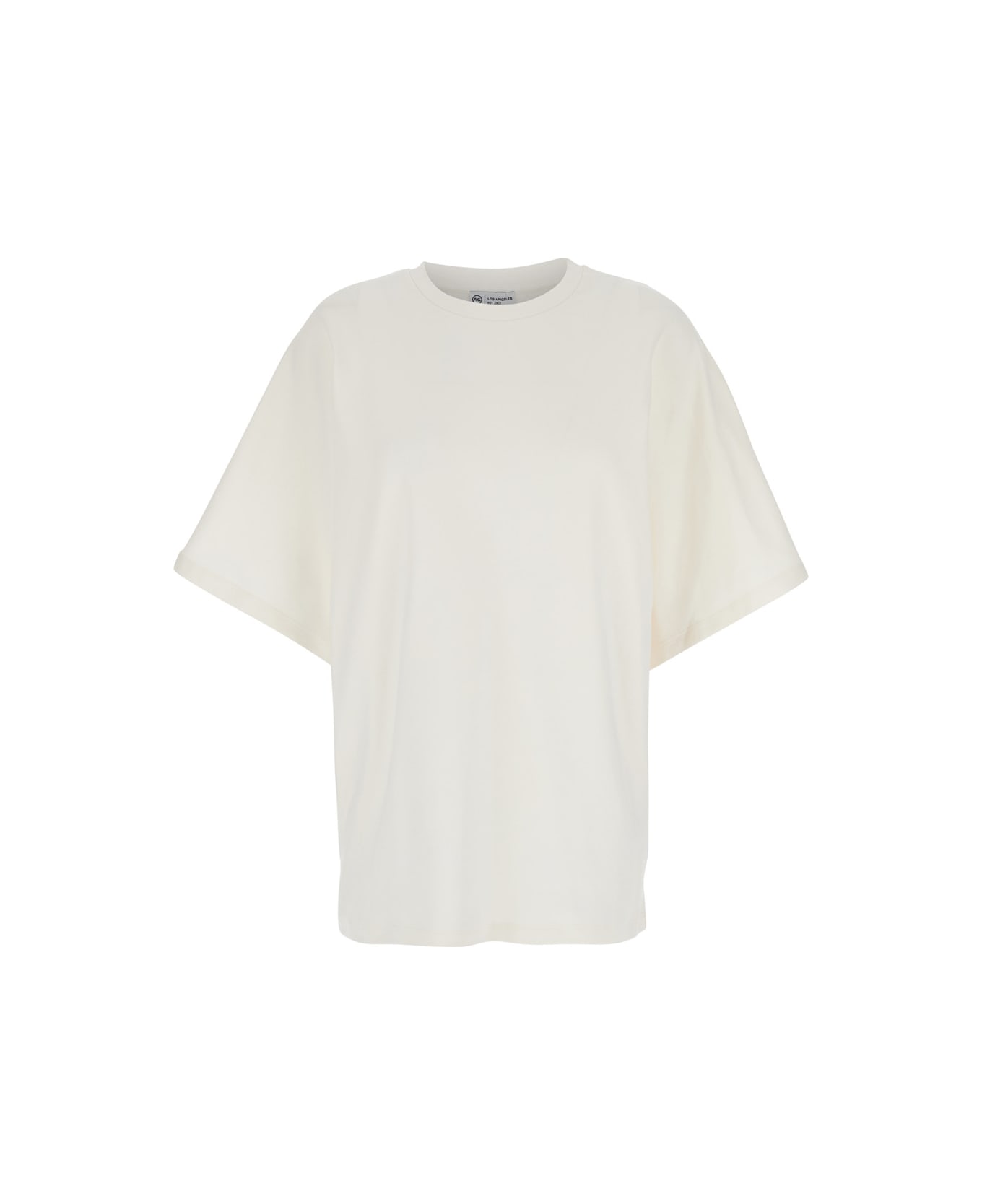 AG Jeans White Crewneck T-shirt With Logo Printed On The Back In Cotton Woman - White