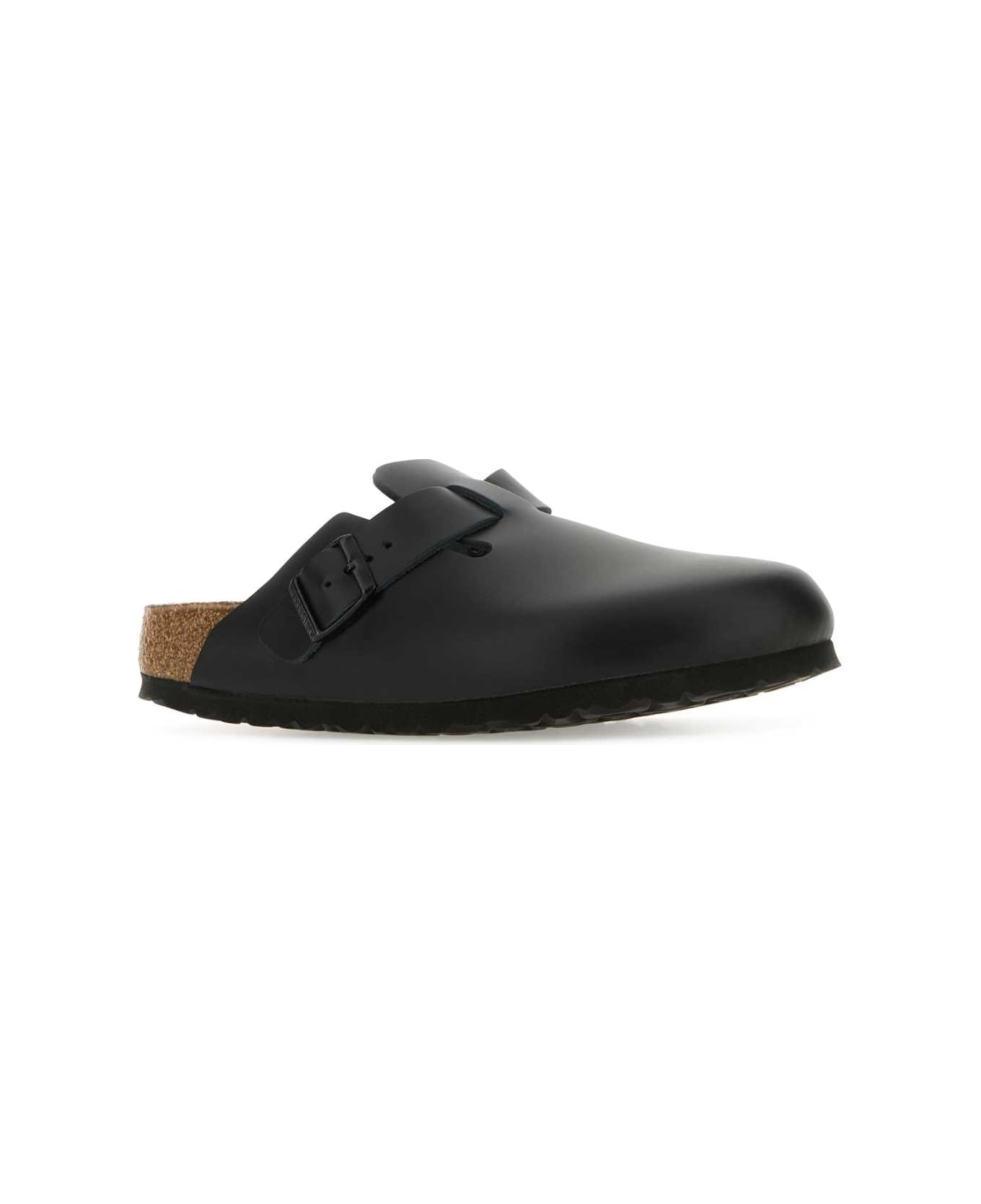 Birkenstock Black Leather Boston Slippers - BLACK