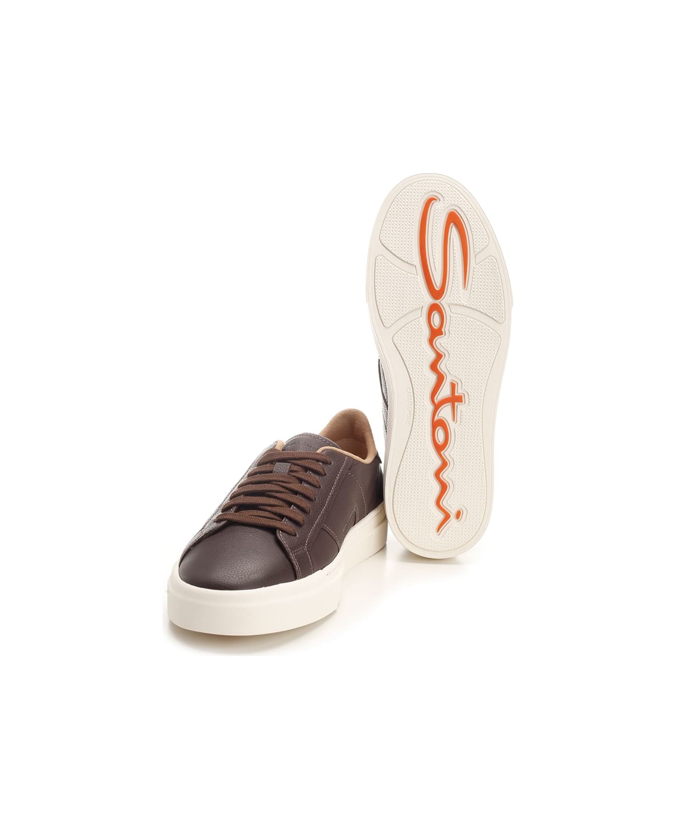 Santoni "double Buckle" Sneaker - Brown