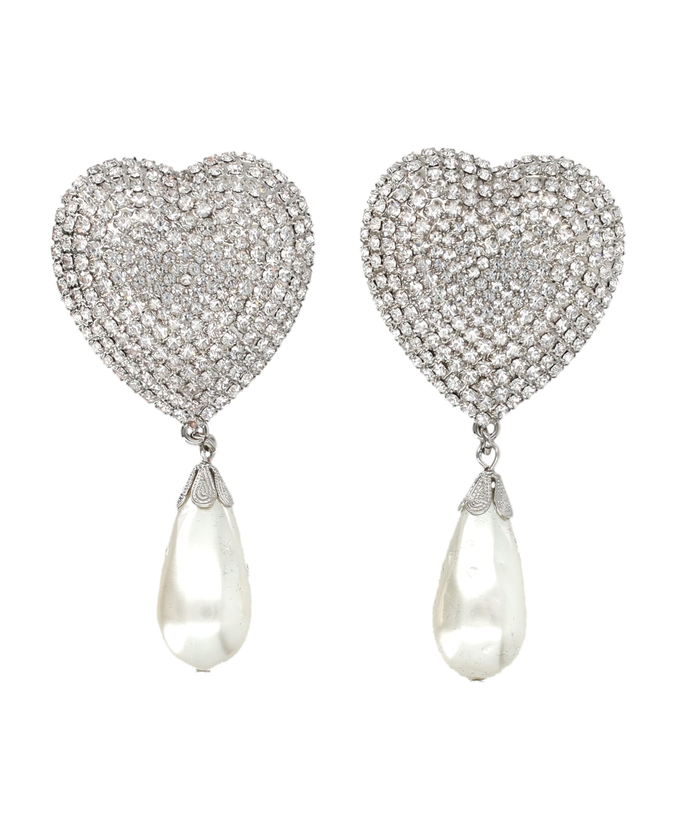 Alessandra Rich Crystal Heart With Pendant Pearl - SILVER CRYSTAL