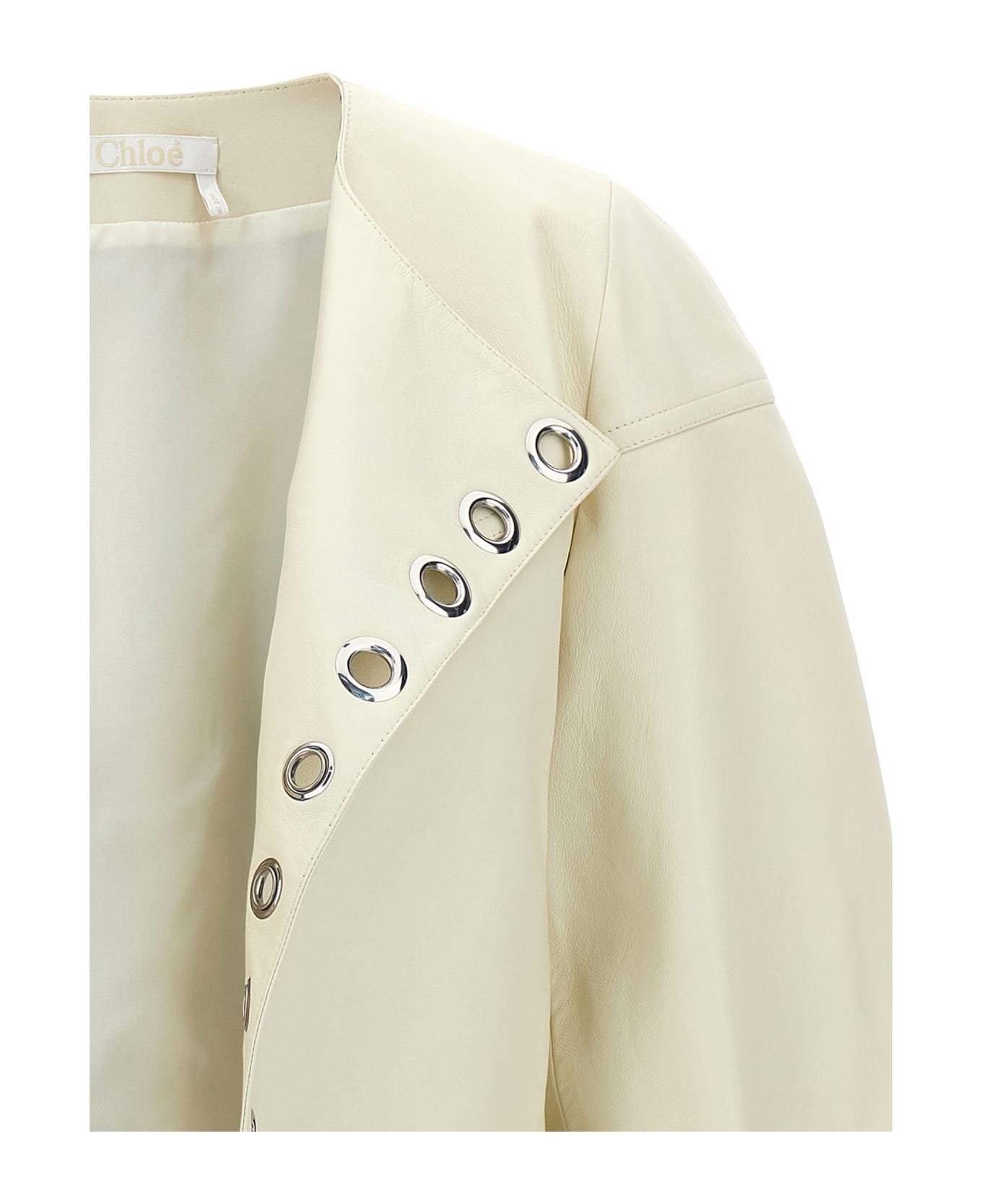 Chloé Studded Leather Jacket - Bianco