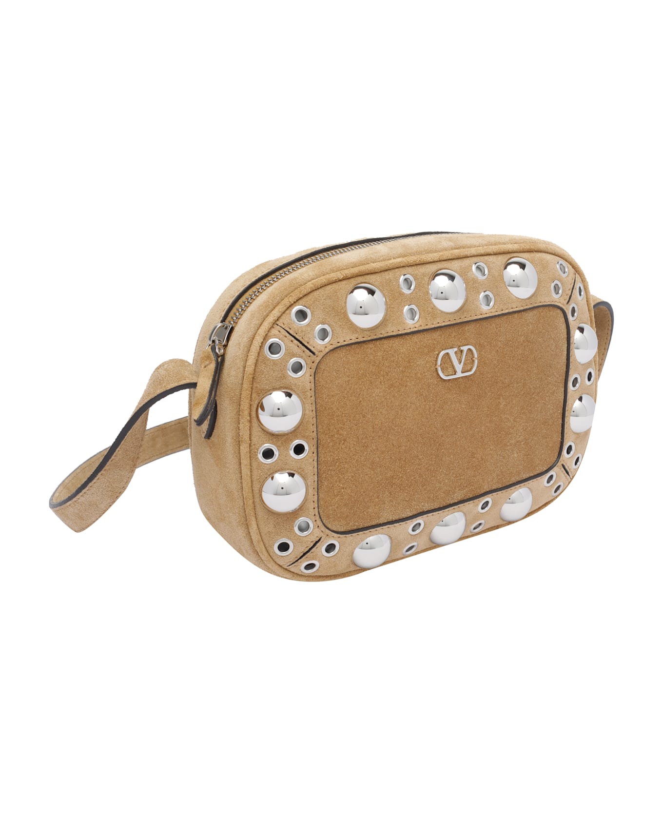 Valentino Garavani Suede Nellcote Crossbody Bag - Beige