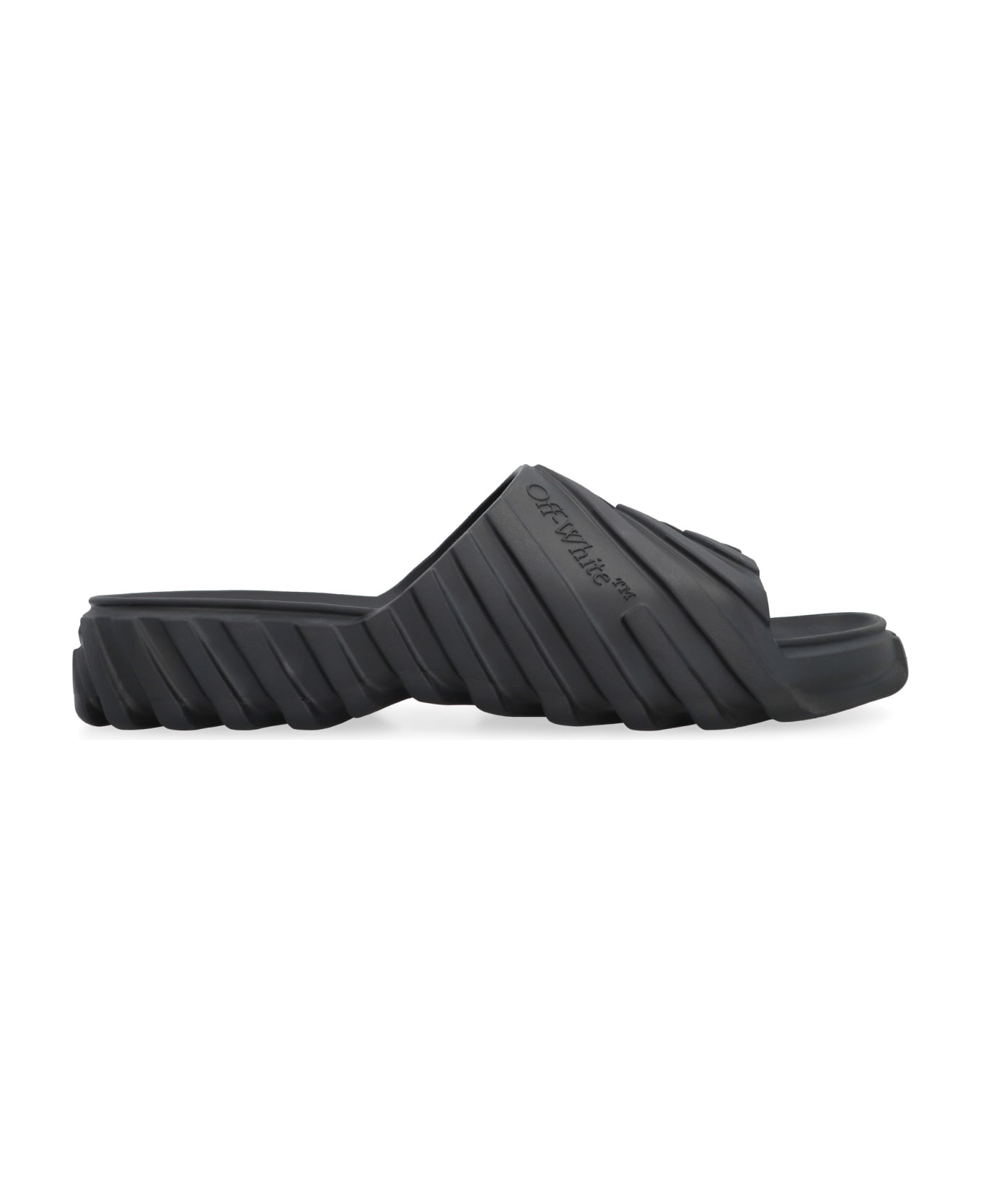 Off-White Exploration Rubber Slides - black