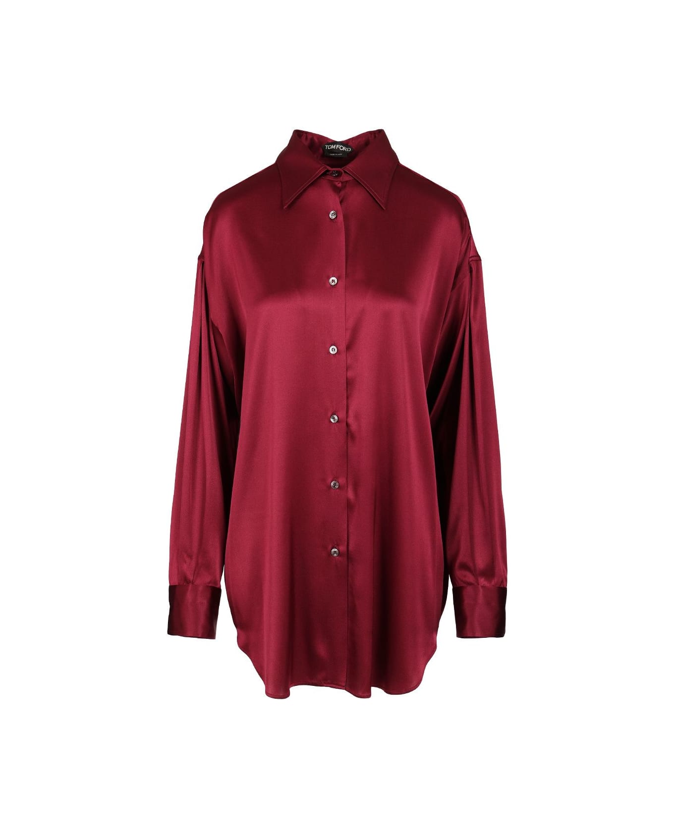 Tom Ford Stretch Silk Satin Shirt - DEEP PLUM