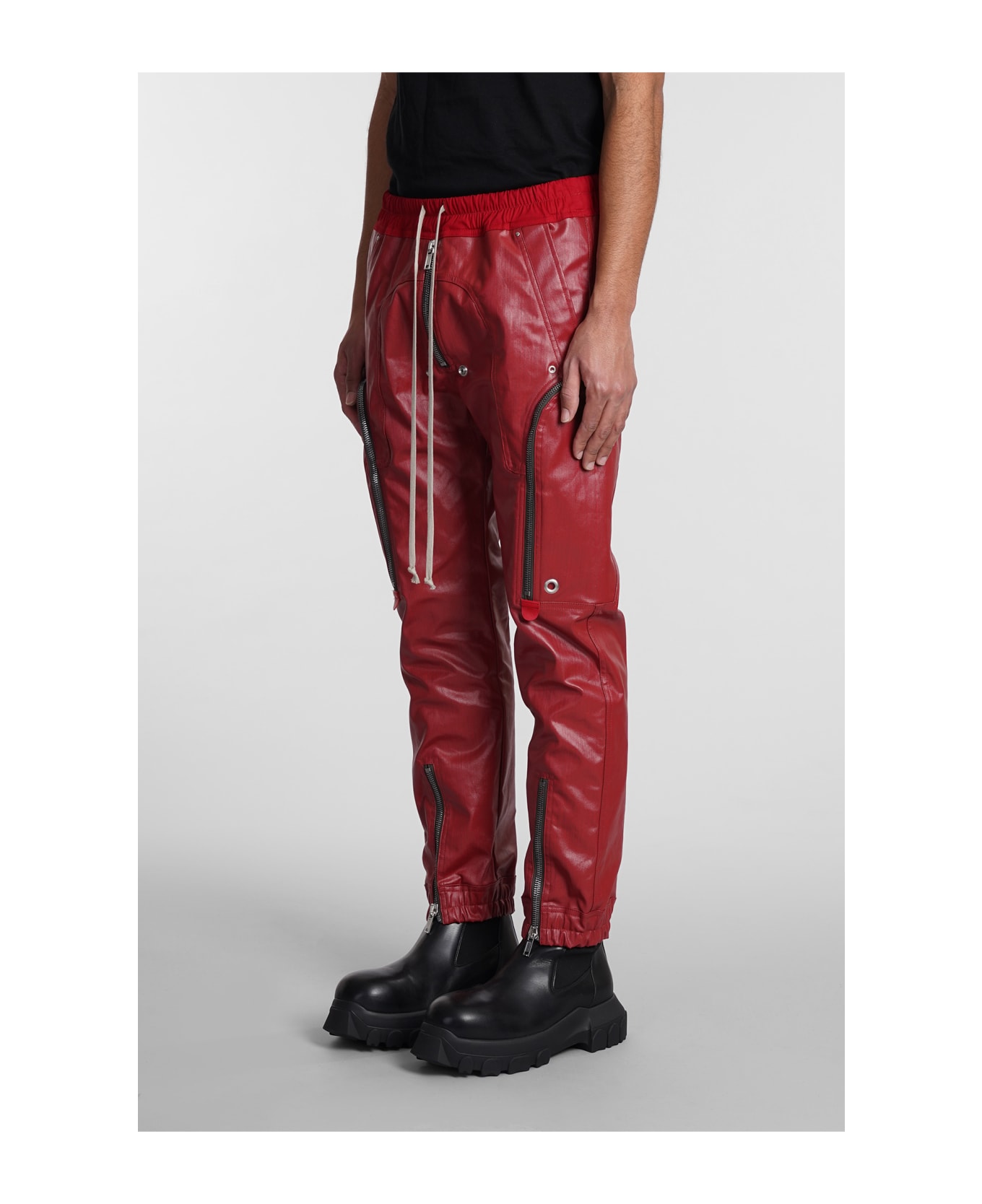 Rick Owens Bauhaus Cargo Pants In Red Cotton - red