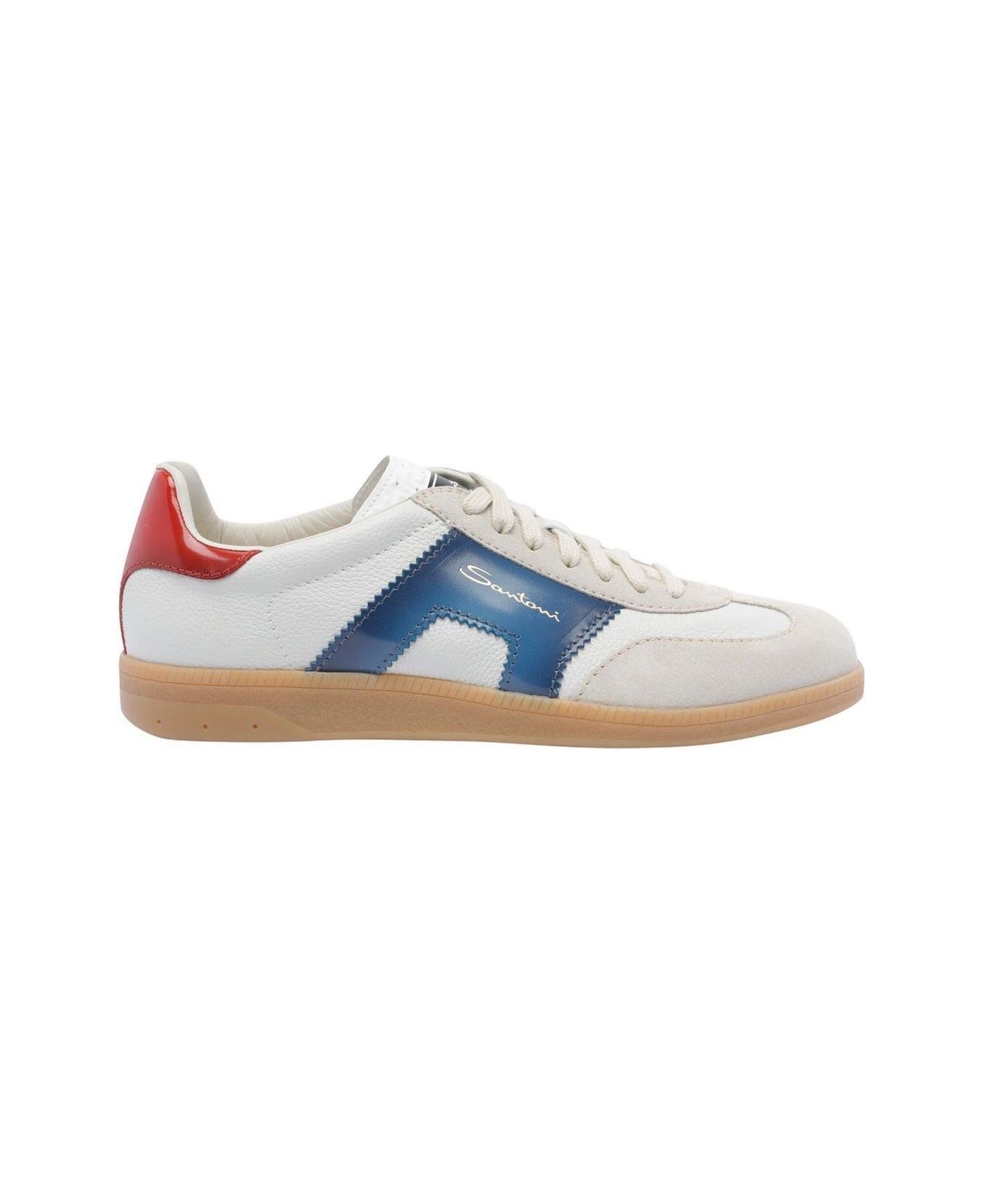 Santoni Colourblock Panelled Lace-up Sneakers Santoni - WHITE