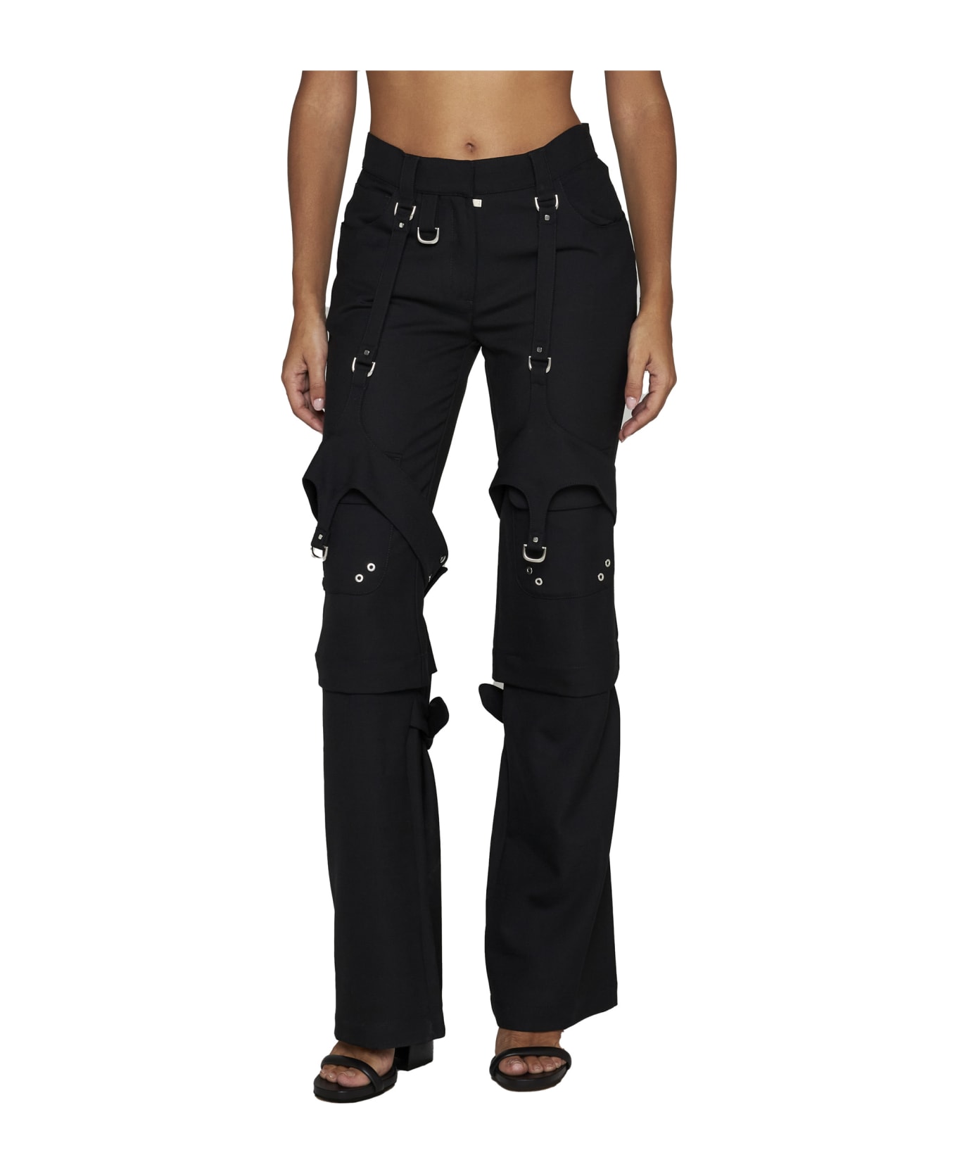 Off-White Wool Blend Cargo Zip Trousers - Black No Color