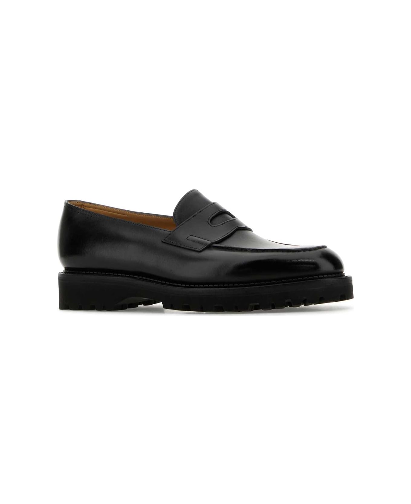 John Lobb Black Leather Lopez Loafers - Black