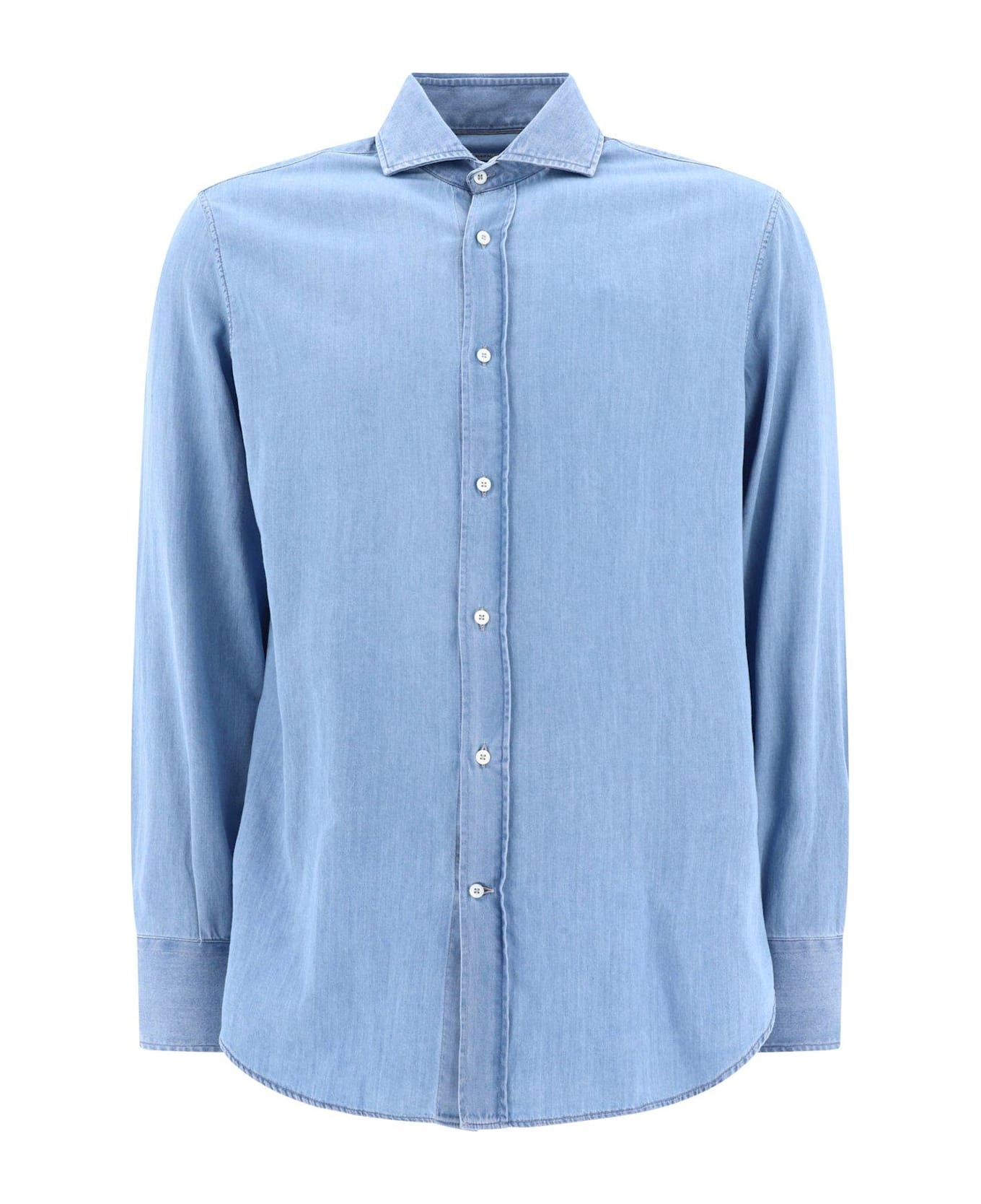 Brunello Cucinelli Buttoned Denim Shirt - Clear Blue