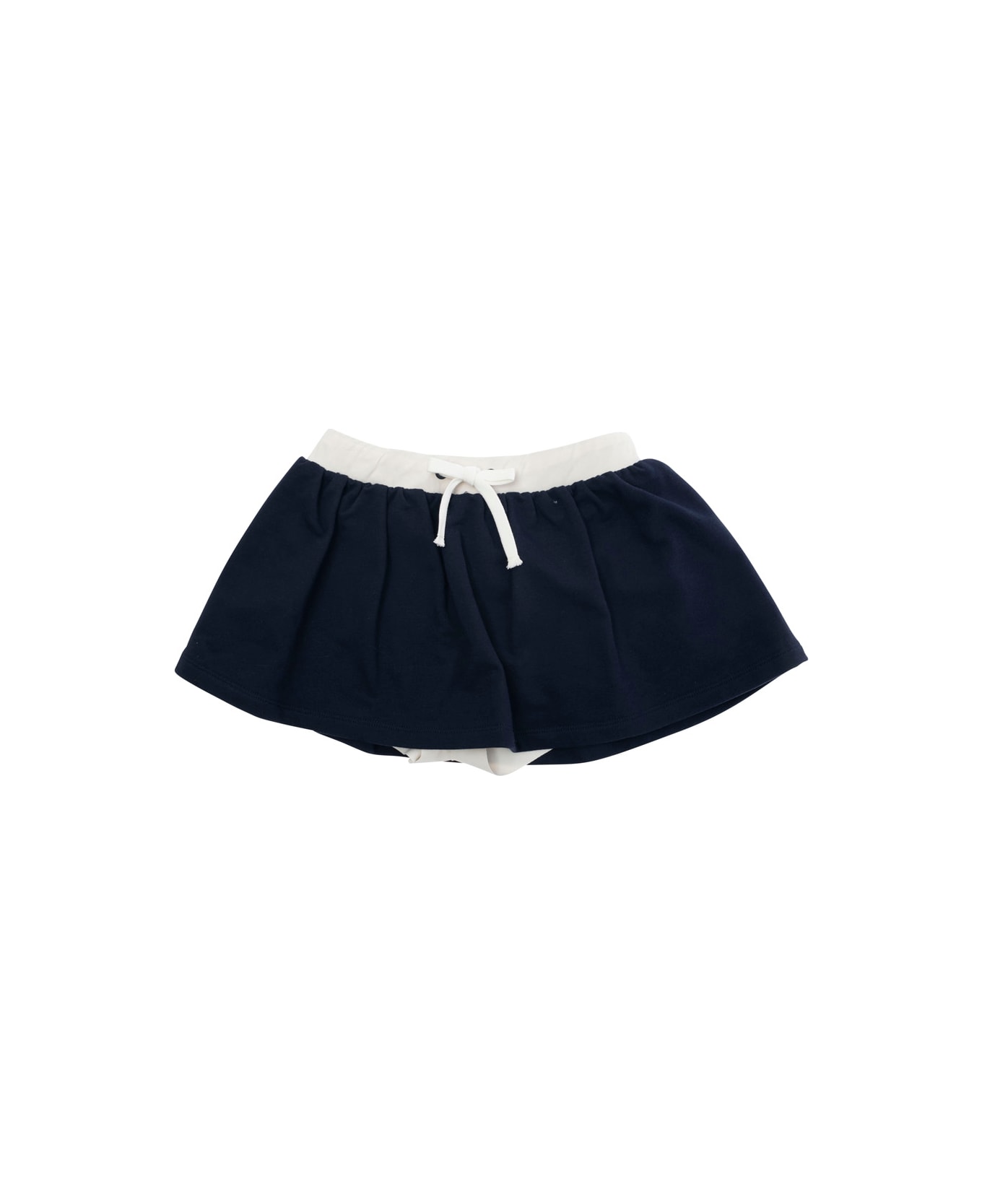 Il Gufo Blue Skirt With Elastic Drawstring Waist And Inner Shorts In Cotton Girl - Blu