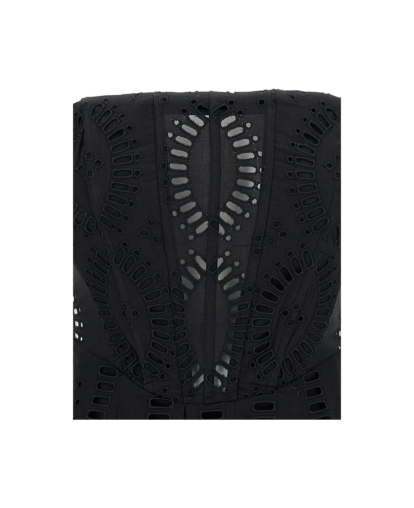 Charo Ruiz 'zannick' Mini Black Dress With Flower Lace Embroidery Woman - Black