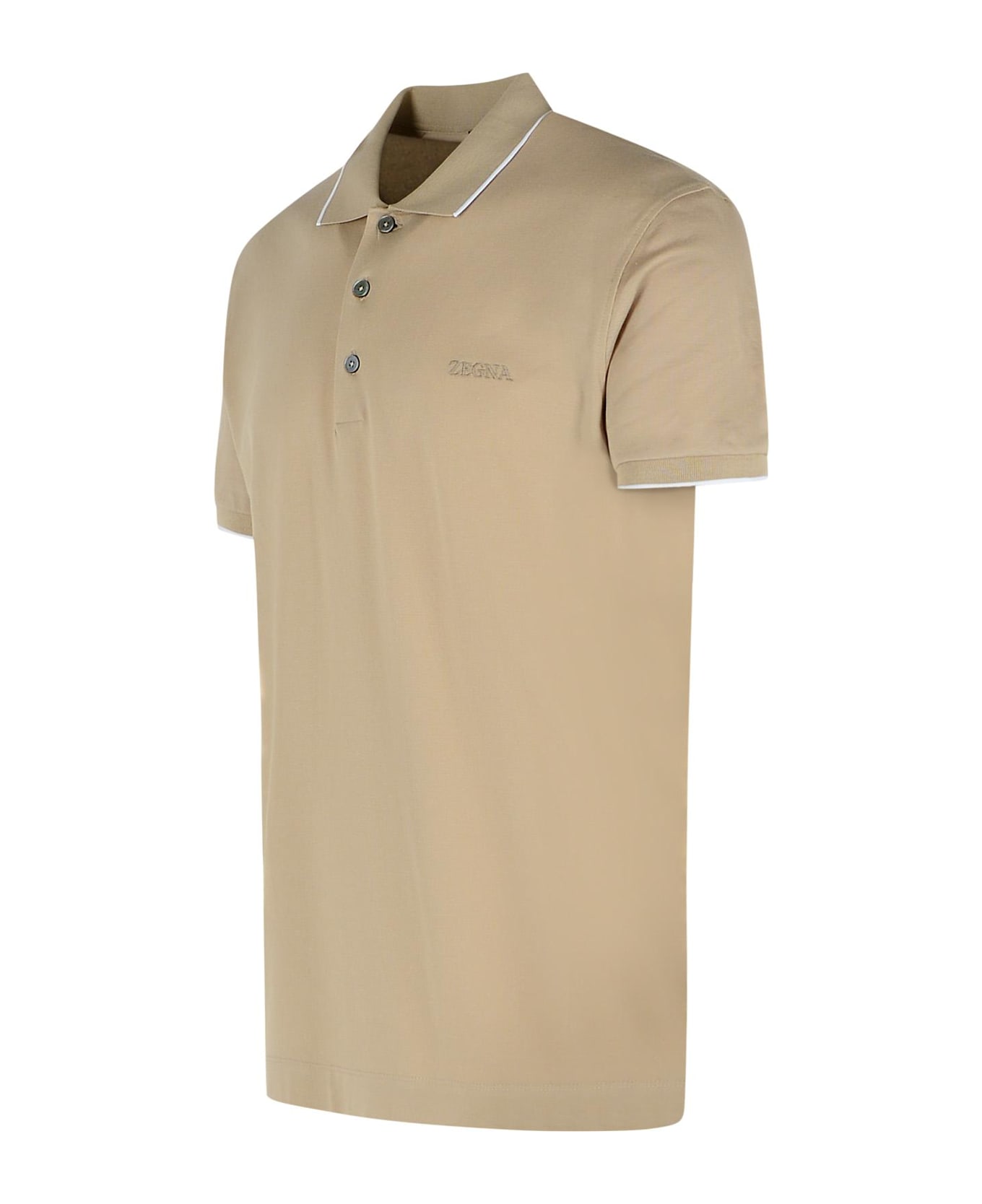Zegna Beige Cotton Polo Shirt - Beige