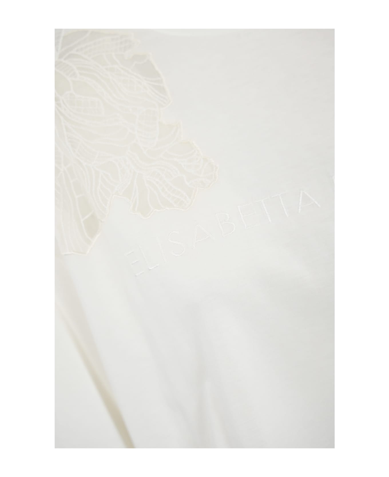 Elisabetta Franchi Cropped T-shirt With Embroidery - Gesso