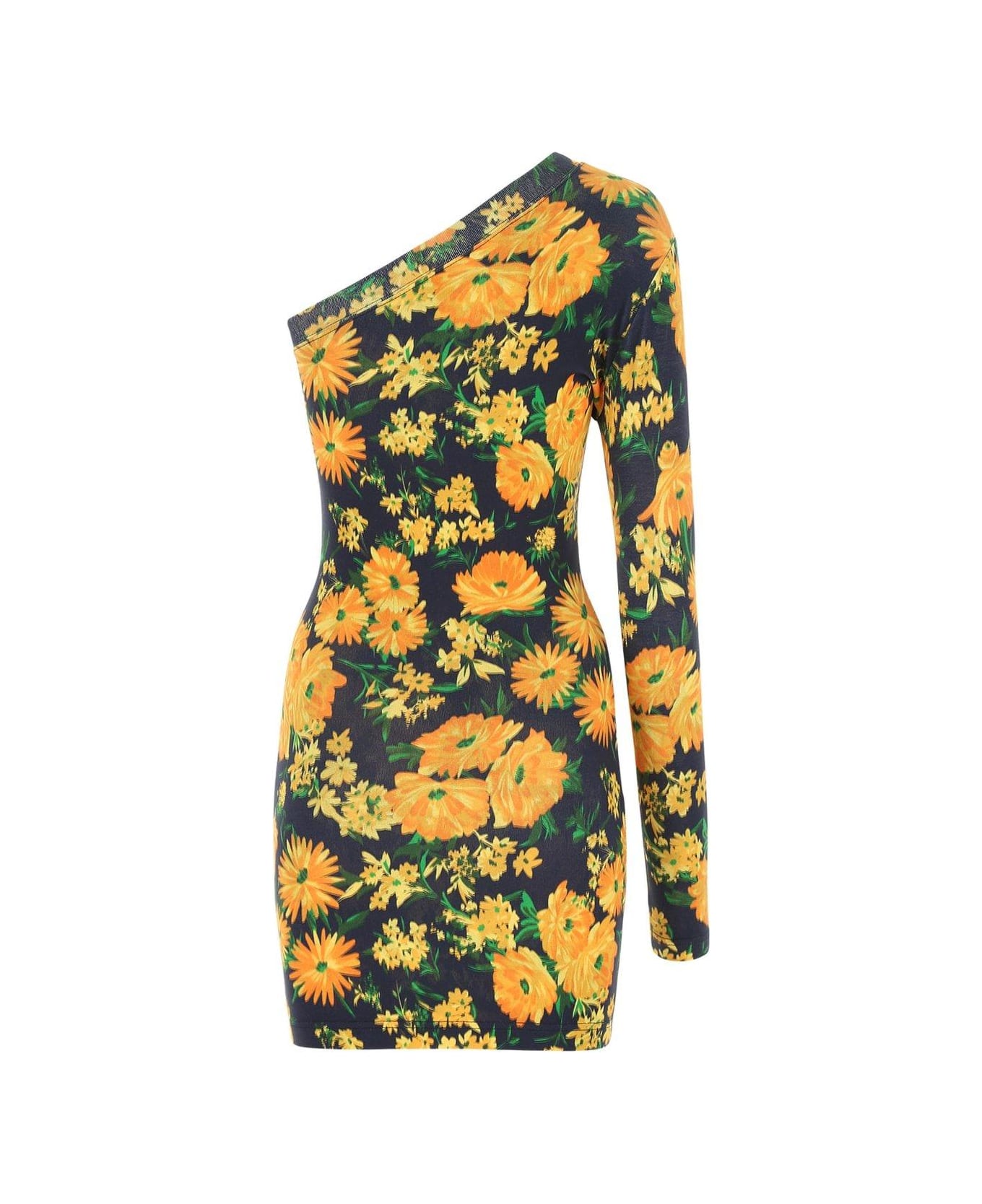 Balenciaga Floral Printed One-shoulder Dress - Yellow ワンピース＆ドレス