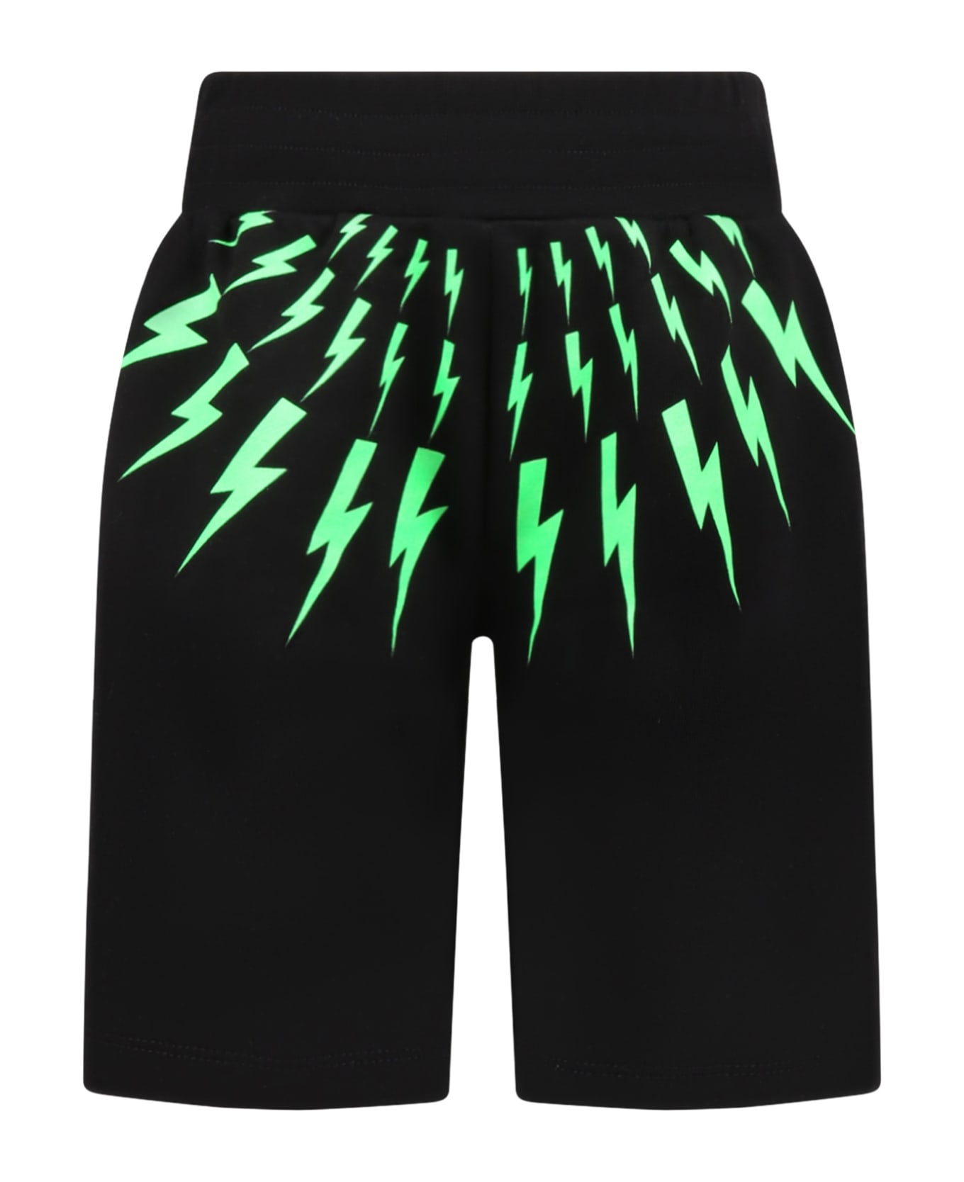Neil Barrett Black Shorts For Boy With Iconic Lightning Bolts - Black ボトムス