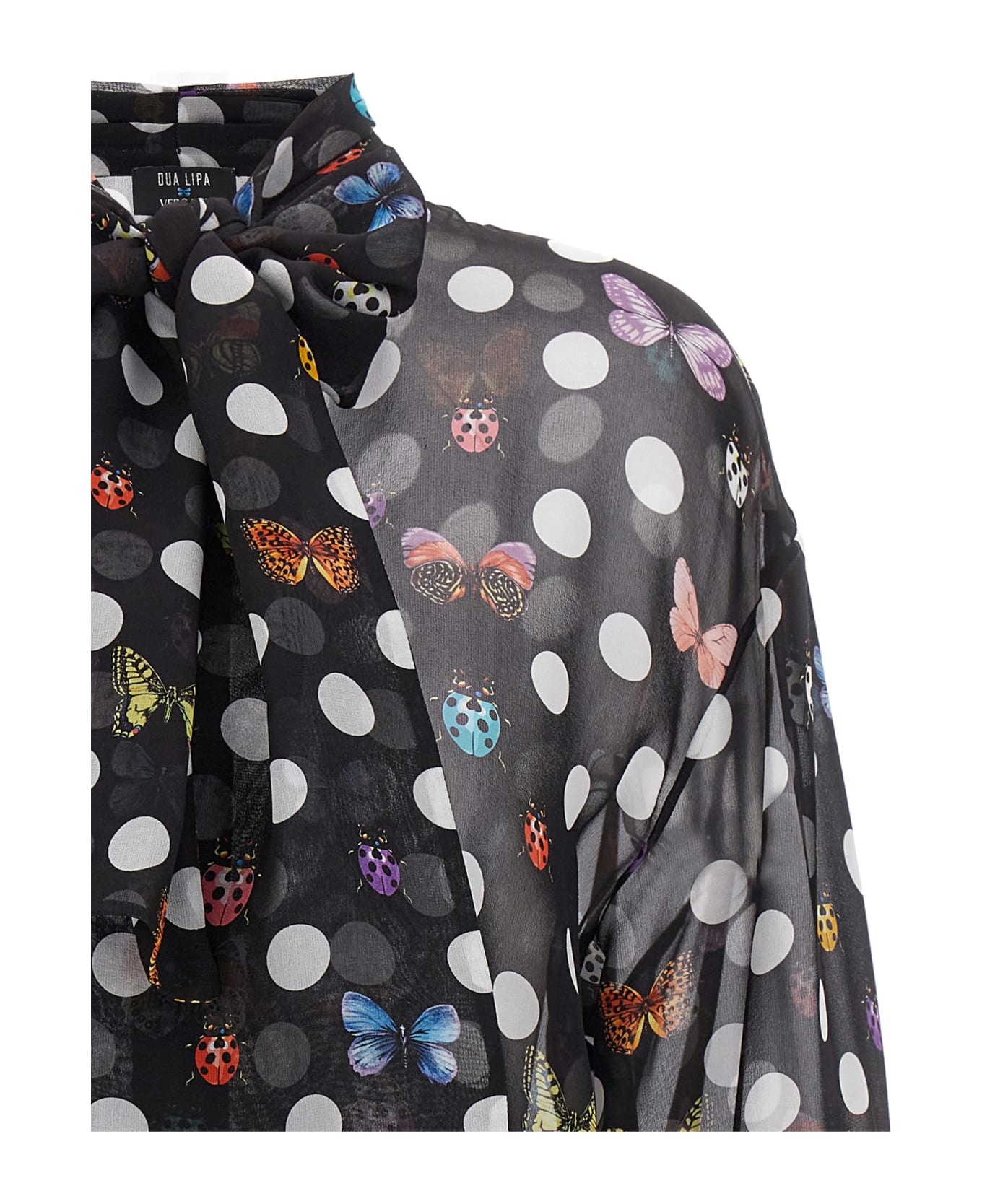 Versace Butterfly And Polka Dot Print Shirt - Black
