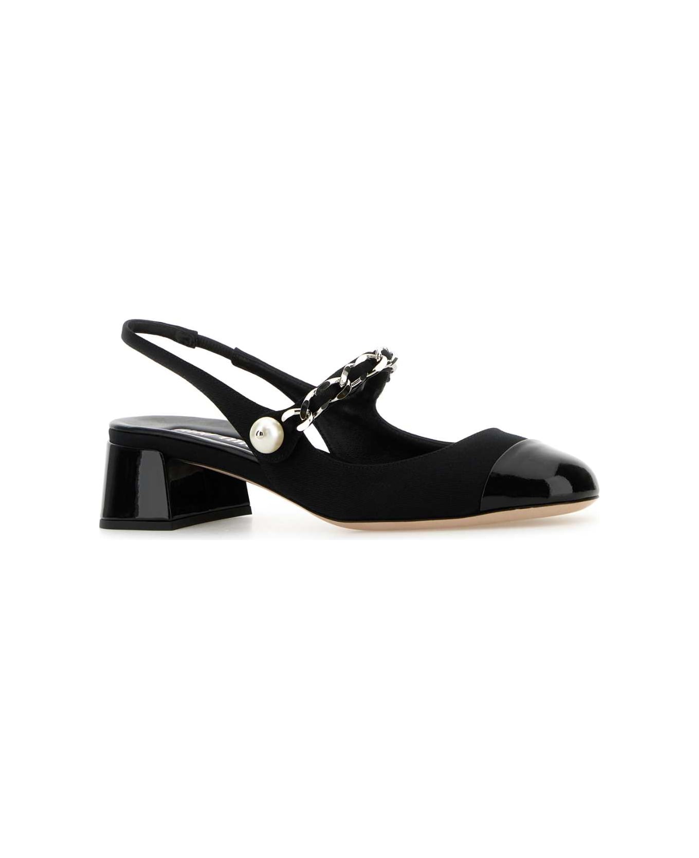 Miu Miu Black Canvas And Leather Pumps - NERO