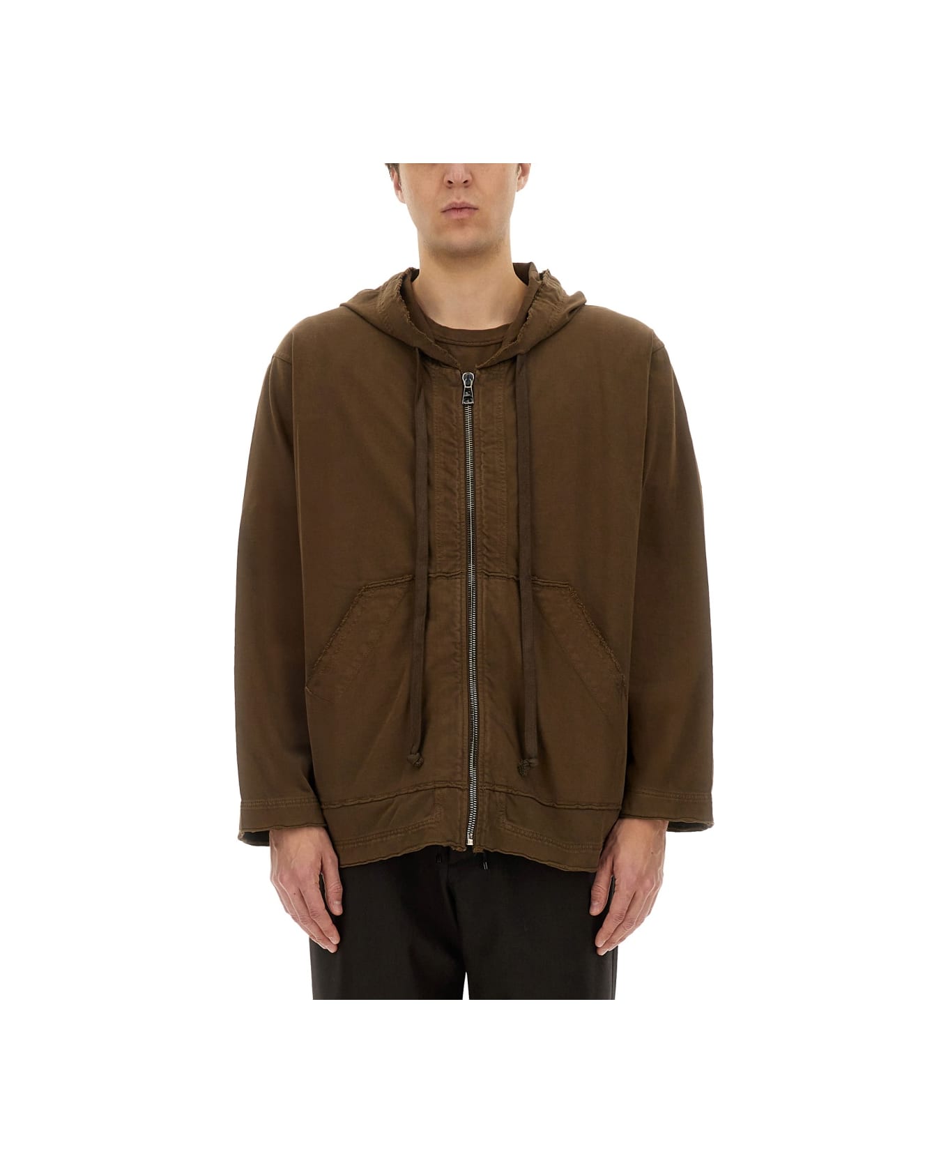 Uma Wang Zipper Hoodie - BROWN