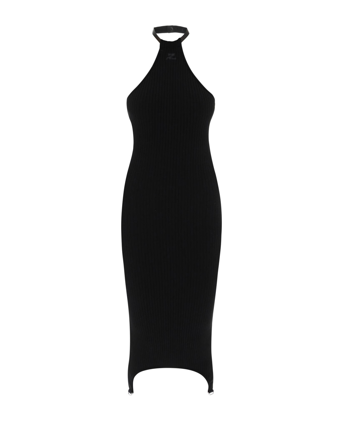 Courrèges Sheath Midi Dress In Rib Knit - BLACK (Black)