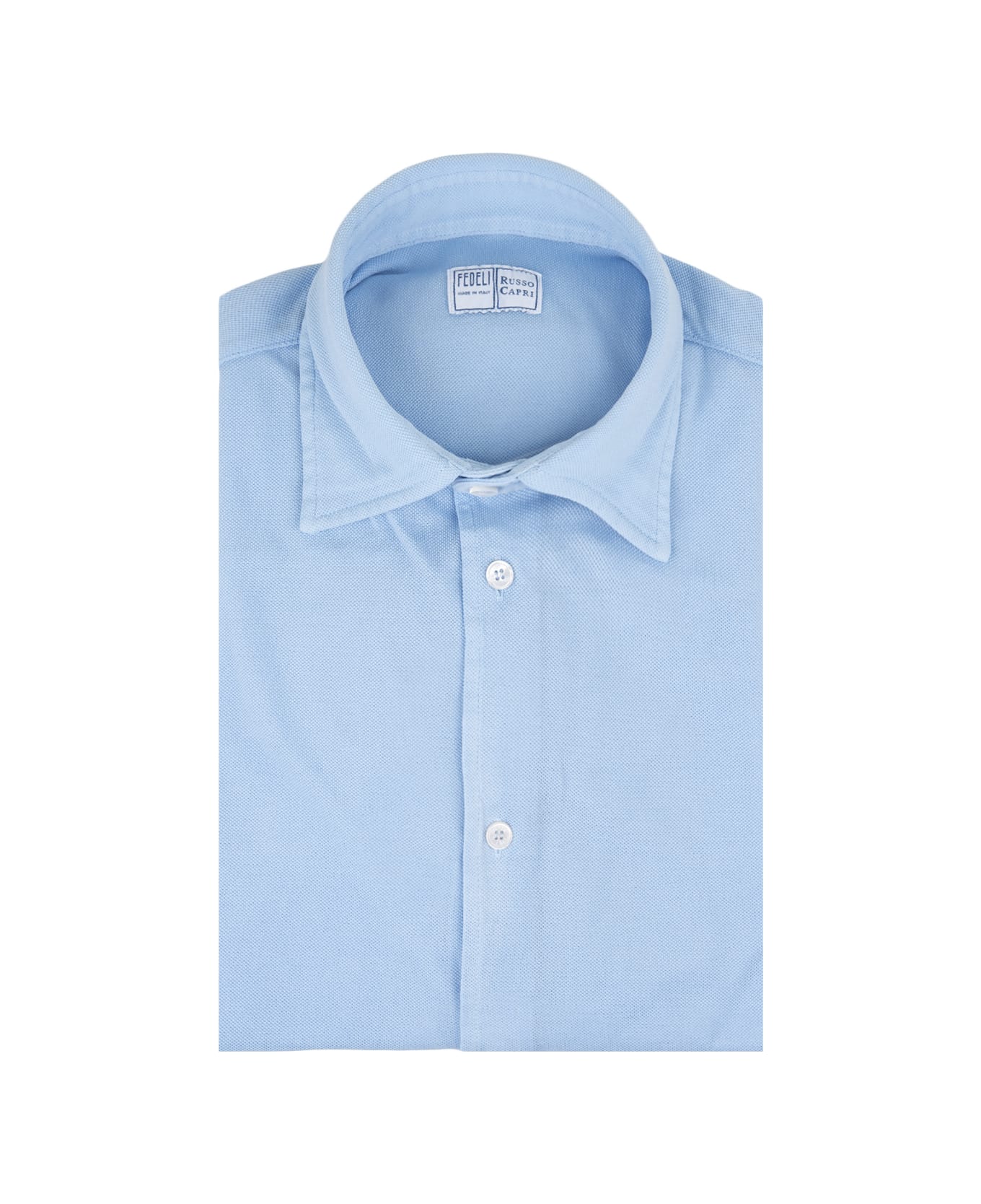 Fedeli Shirt In Light Blue Cotton Piqué - Blue