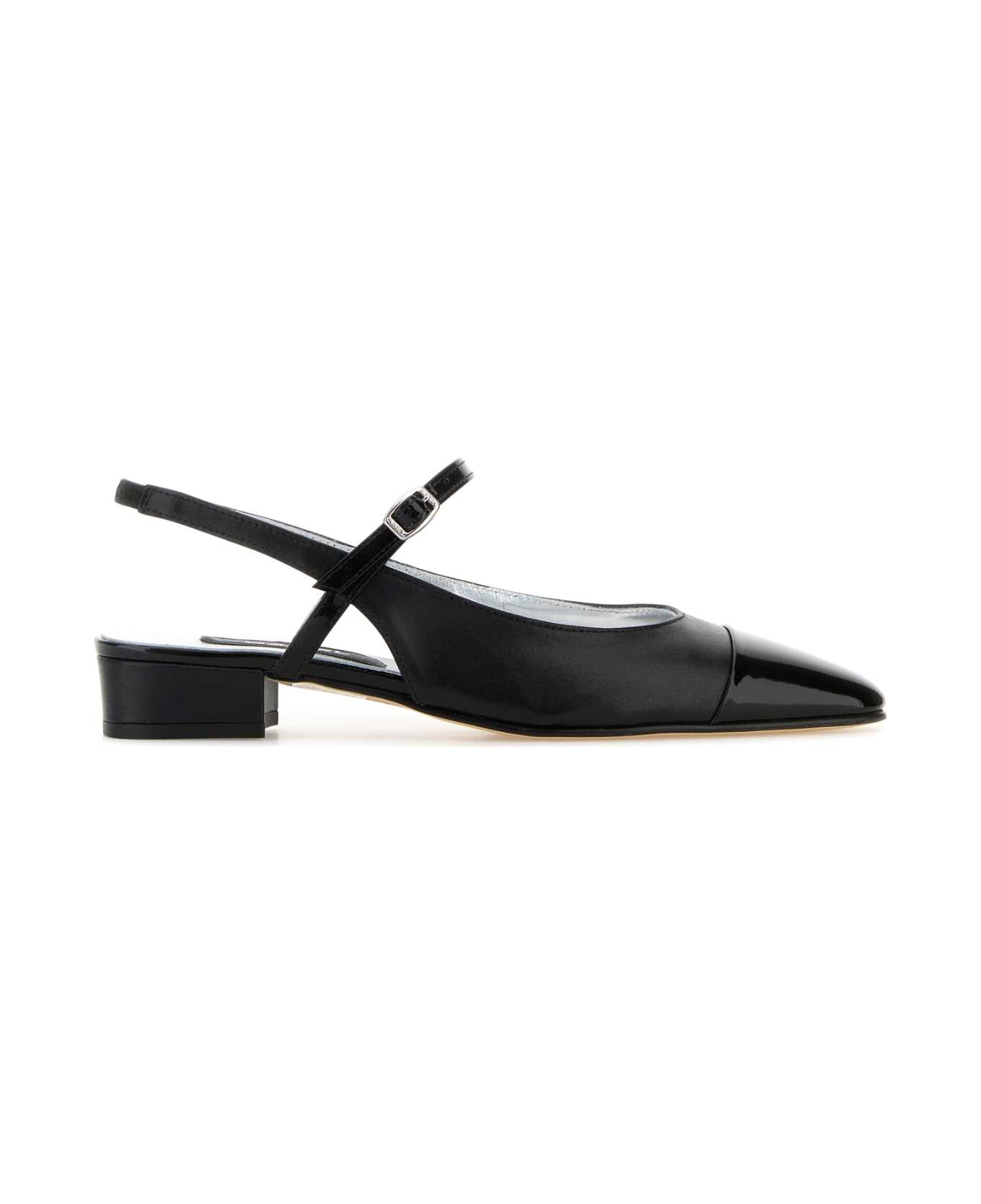 Carel Black Leather Oceano Ballerinas - BLACK