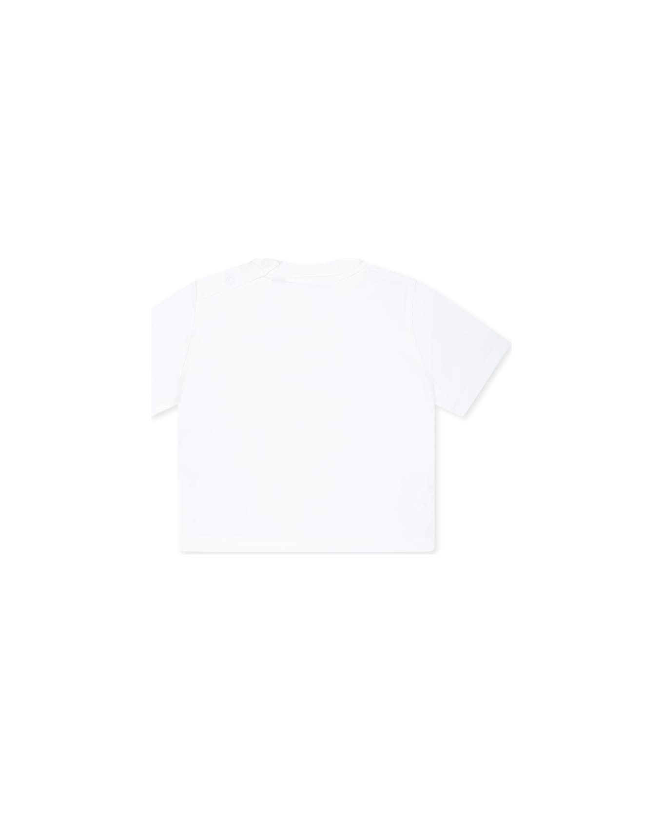 Burberry White T-shirt For Baby Kids With Logo Patch - White