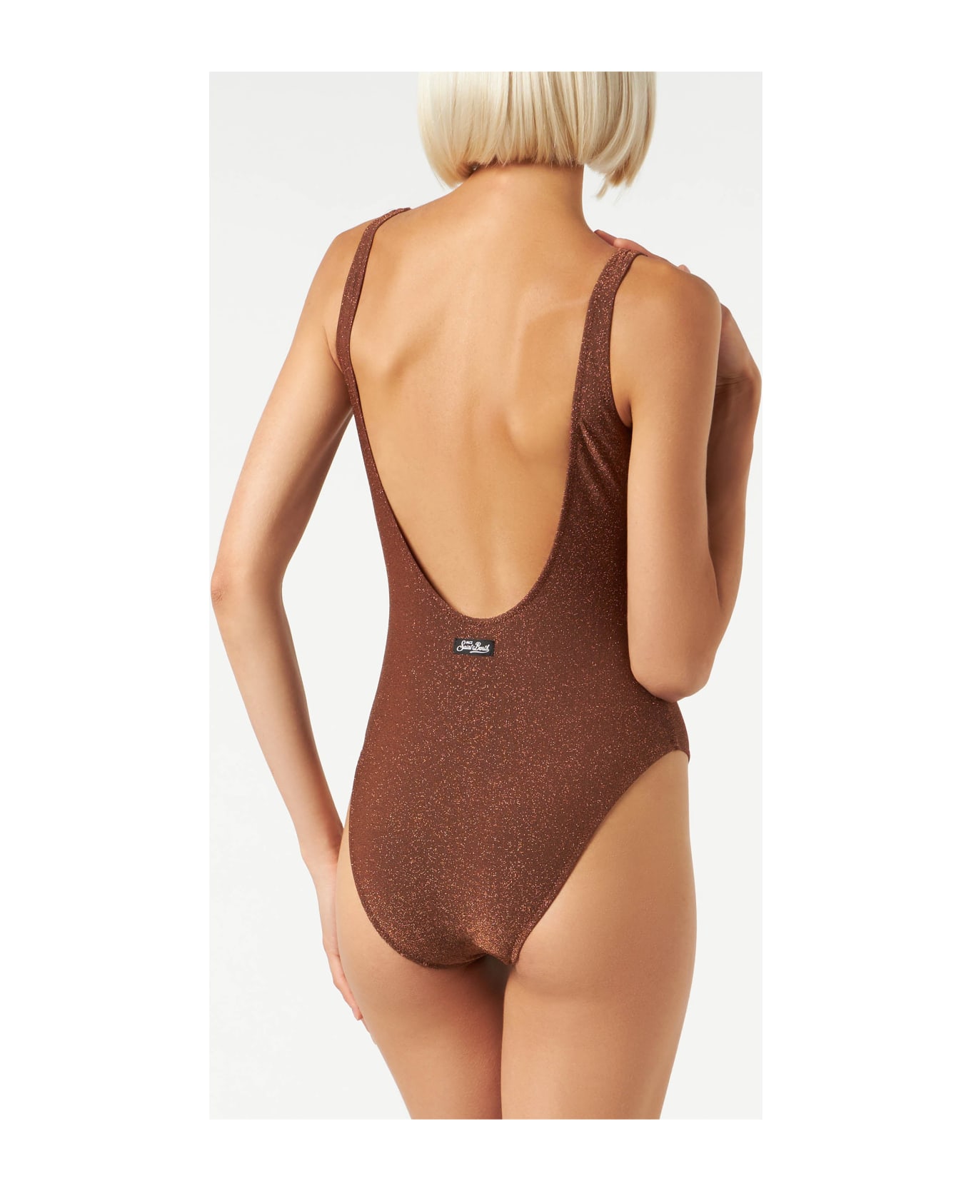 MC2 Saint Barth Woman Lurex One Piece Swimsuit - BROWN