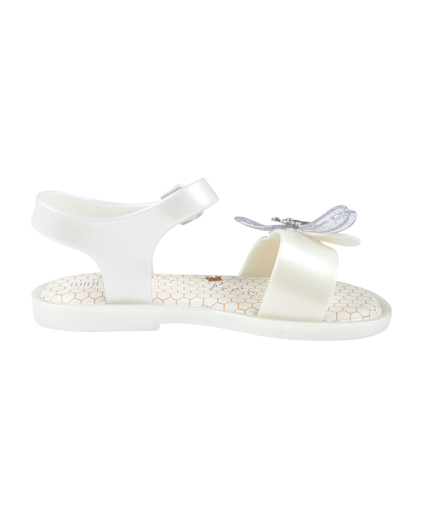 Melissa White Sandals For Girl With Butterfly - White