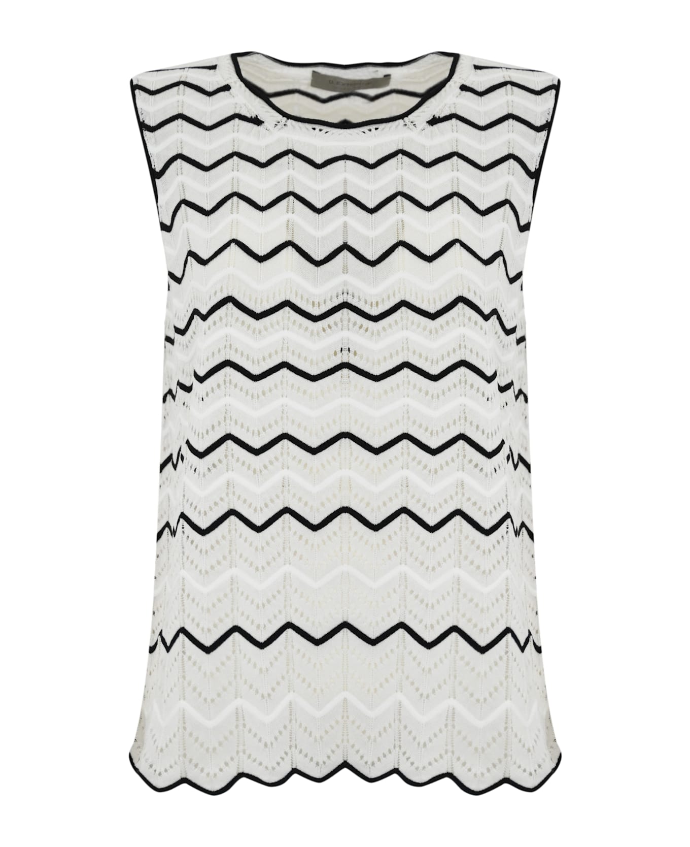 D.Exterior Two-tone Lace Top - Bianco/nero