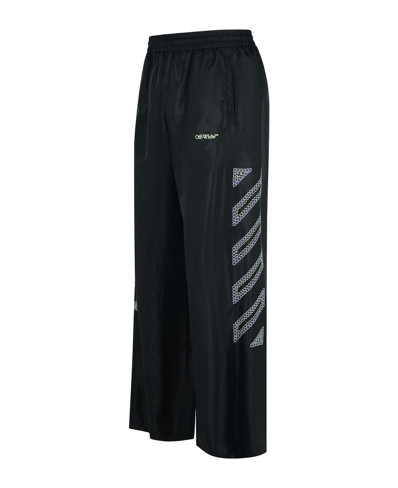 Off-White Logo Detailed Wide Leg Pants - BLACK-PARA