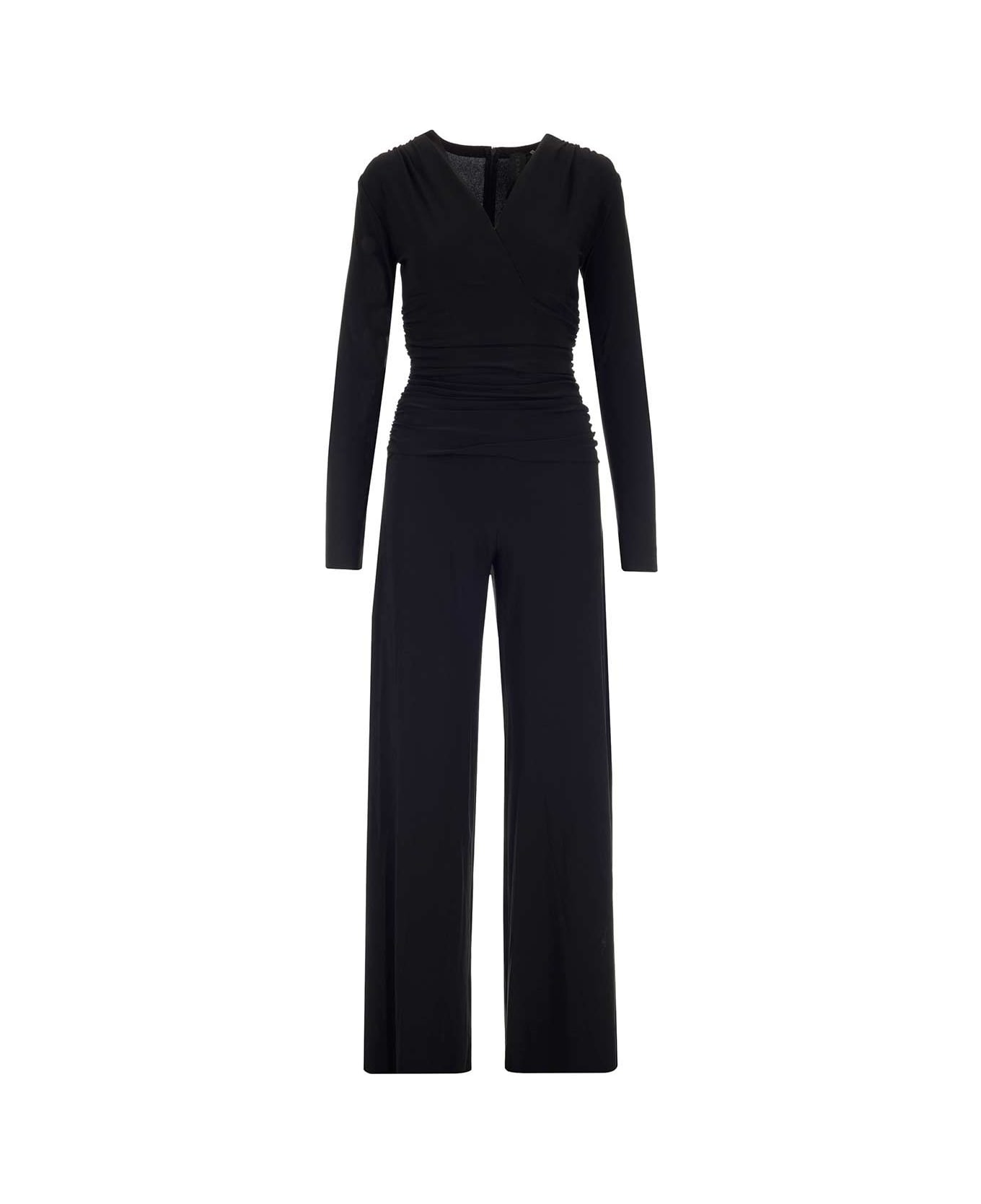 Norma Kamali Jersey Jumpsuit With Long Sleeves - Black