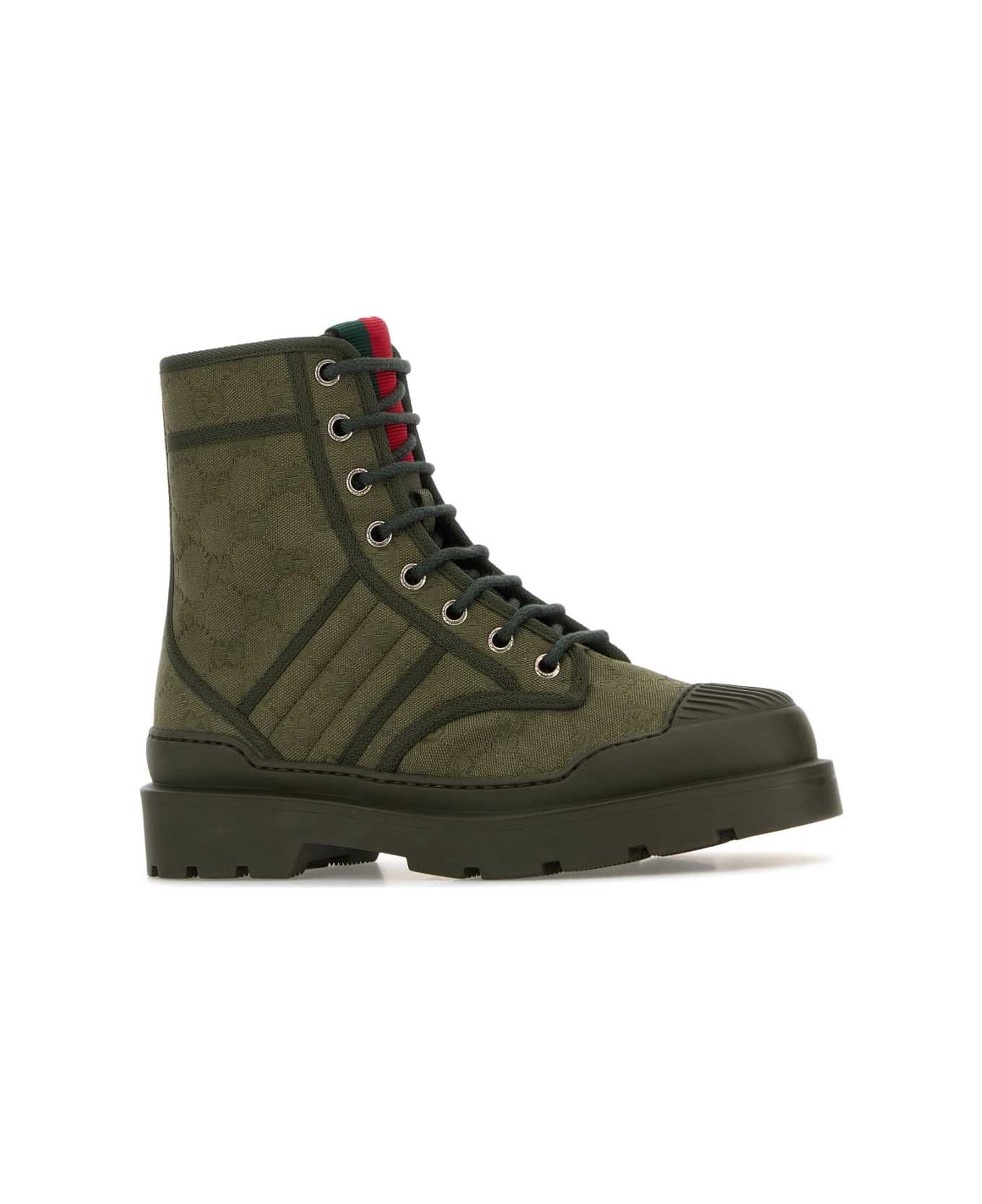 Gucci Army Green Gg Fabric Ankle Boots - GREEN